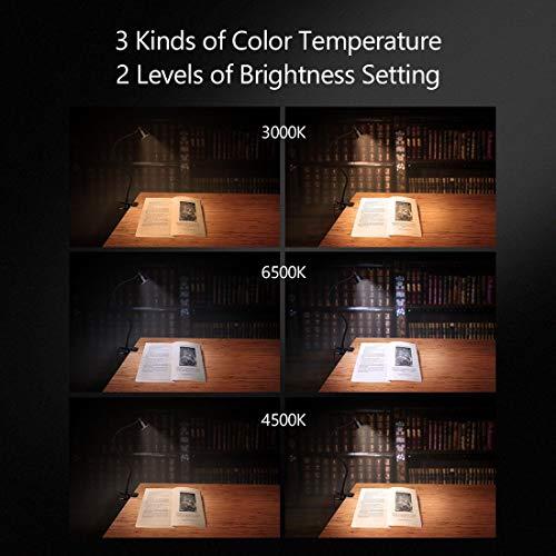 CeSunlight CeSunlight Clamp Desk Lamp, Clip on Reading Light, 3000-6500K Adjustable Color Temperature, 6 Illumination Modes, 10 Led Beads (Black)