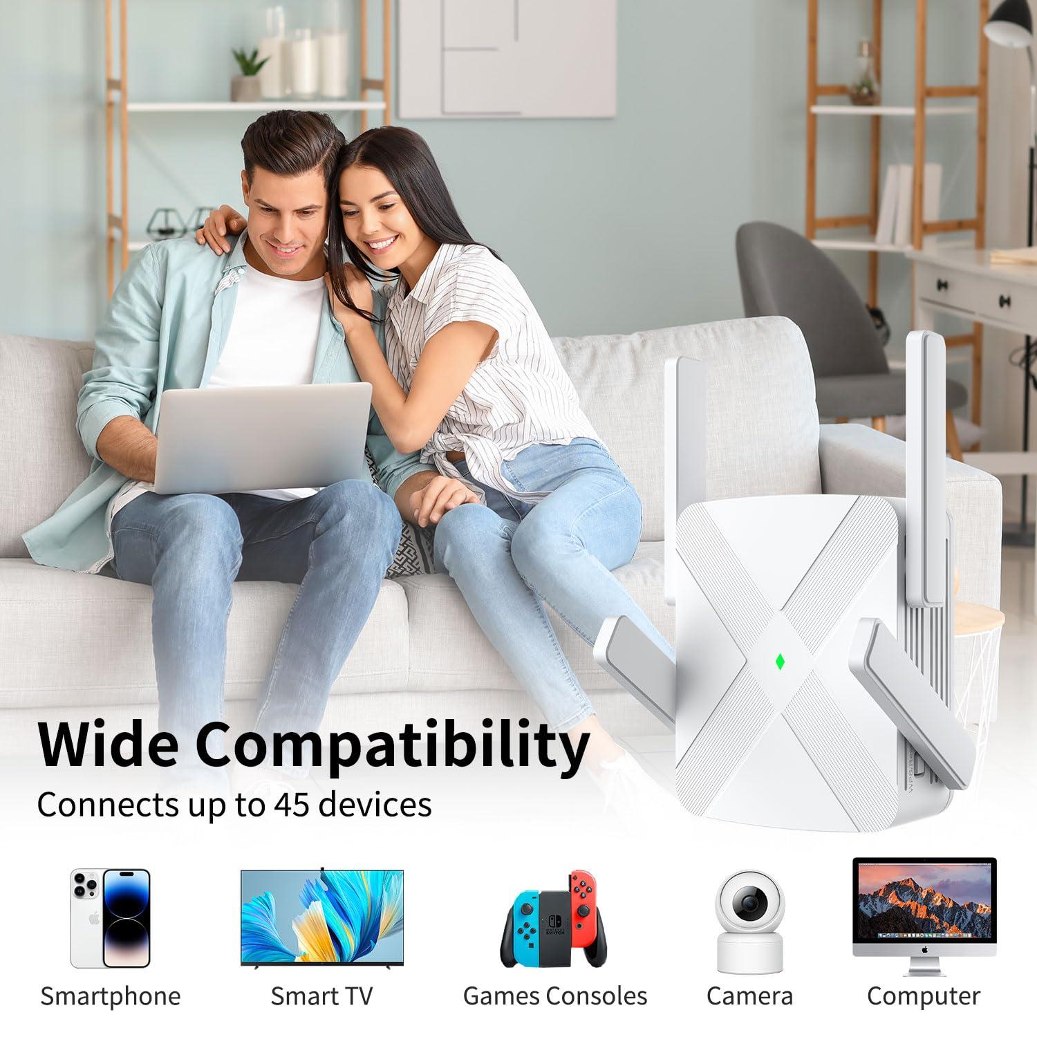 FjUoLzgK 2024 Release WiFi Extender, WiFi Extender Signal Booster for Home Cover up to 10000sq.ft & Dual Band 2.4G&5G Advanced Technology, 1200Mbps WiFi Repeater with Ethernet Port up to 45 Devices