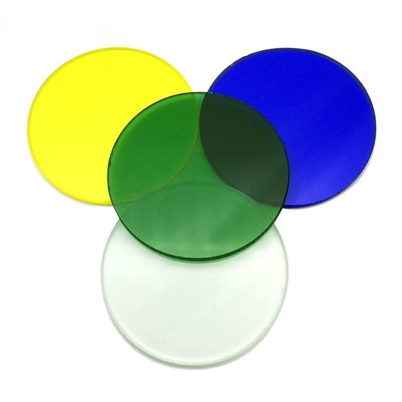 JUIYU Microscope Optical Color Filter Diameter 32mm Transparent Green Blue Yellow Frosted White Yellow Optical Glass for Biological Microscope (Color : Blue)