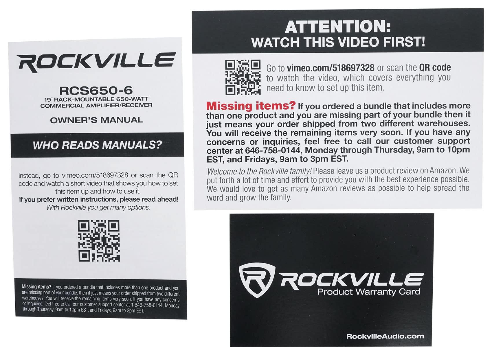 Rockville Rockville RCS650-6 650 Watt 6 Zone 70V Commercial Amplifier, Bluetooth, 3 Mic Inputs, Perfect for Restaurants, Bars, Cafs, Schools, Lounges