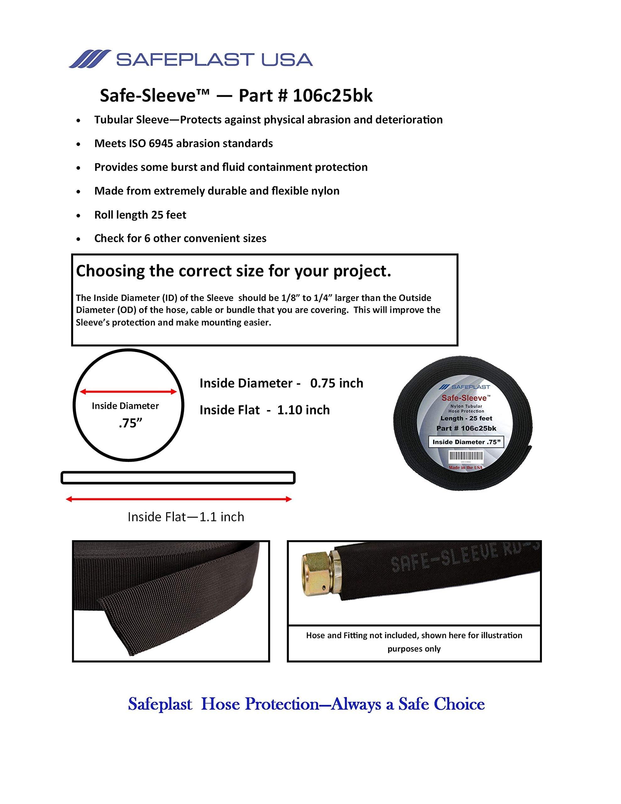 Safe-Sleeve Caplugs PTPS Series Safeplast Safe-Sleeve Nylon Hose Sleeve, Black Polyester, 2.91" ID x 25' L Abrasion Reduction, Burst and UV Guards, Fire Safe, MSHA Approved (424c25BK)