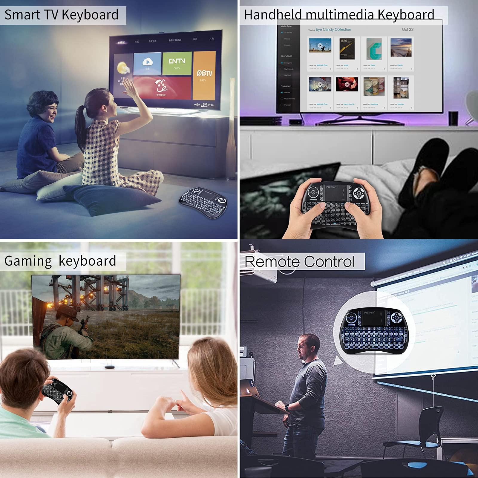 iPazzPort iPazzPort (Upgrade Mini Bluetooth Keyboard with Touchpad (Handheld Keyboard), Backlit Mini Wireless Keyboard with 2.4G USB Dongle for Android TV Box/FireStick/Laptop/PC 21SM