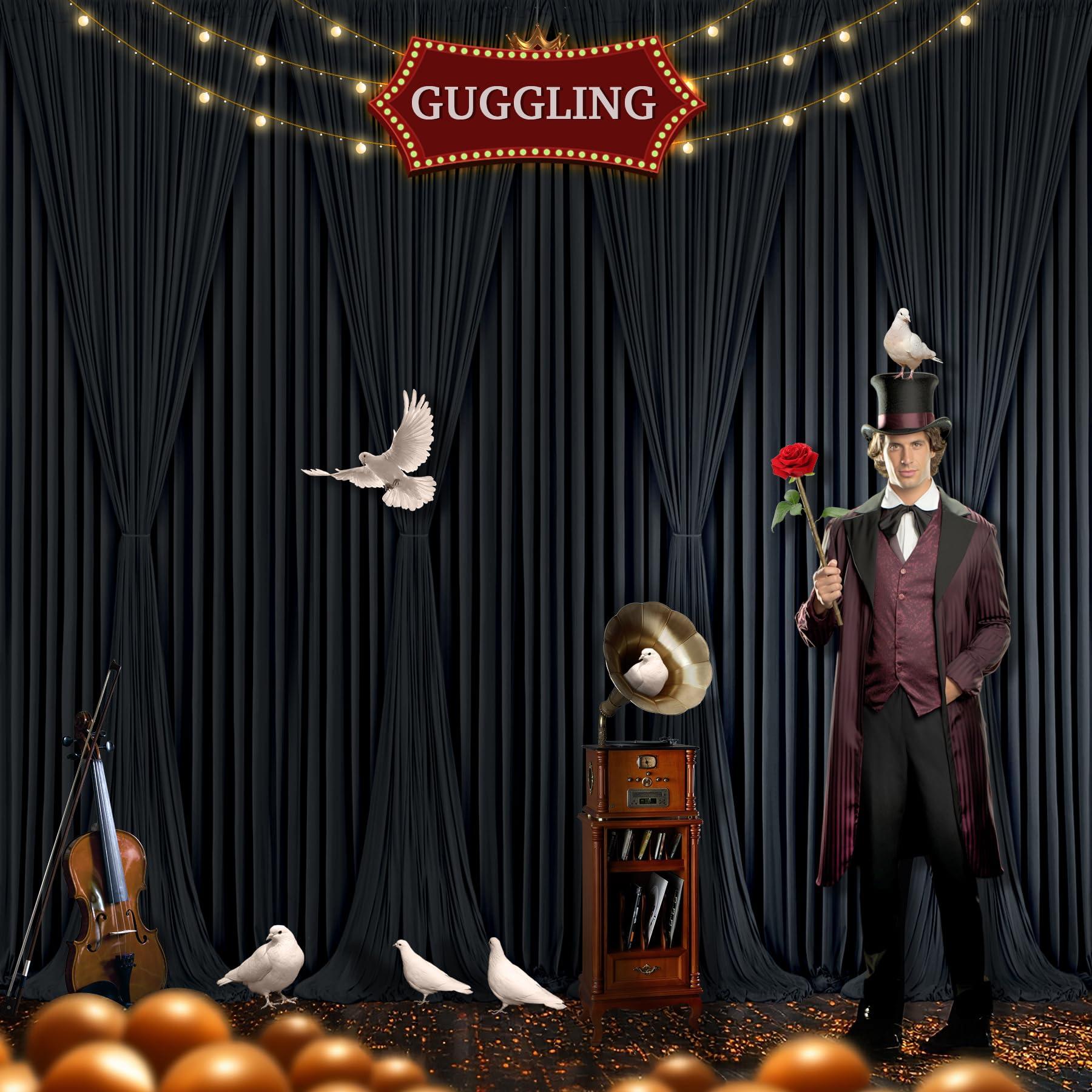 Suppromo 6 Panels Black Backdrop Curtain for Parties Black Wrinkle Free 30ft x 10ft Backdrop Drapes for Birthday Party Wedding Photo Photography Polyester Fabric Background Decoration