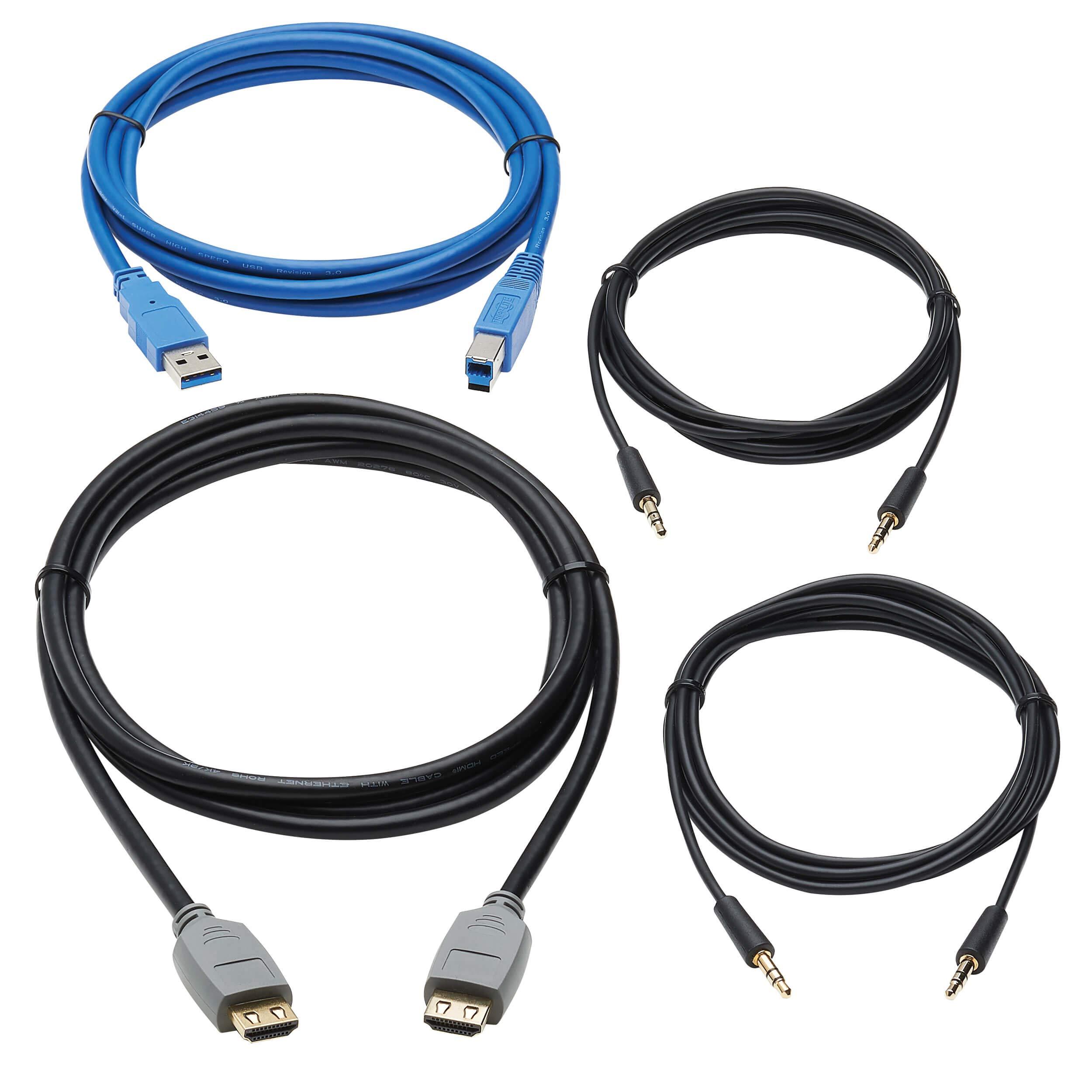 Tripp Lite Tripp Lite HDMI KVM Cable Kit, 4K HDMI, USB 3.2 Gen 1, 3.5 mm Audio Jack, 4 in 1 KVM Cable Set (M/M), 10 ft. (P785-HKIT10)