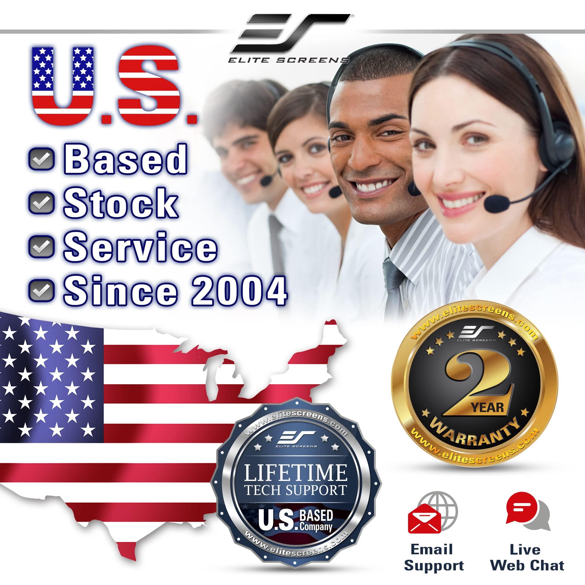 Elite Projector Elite Screens Sable Frame 2 Series, 165-inch Diagonal 16:9, Active 3D 4K Ultra HD Ready Fixed Frame Home Theater Movie Office Presentations Indoor Front Projection Projector Screen, ER165WH2, Black