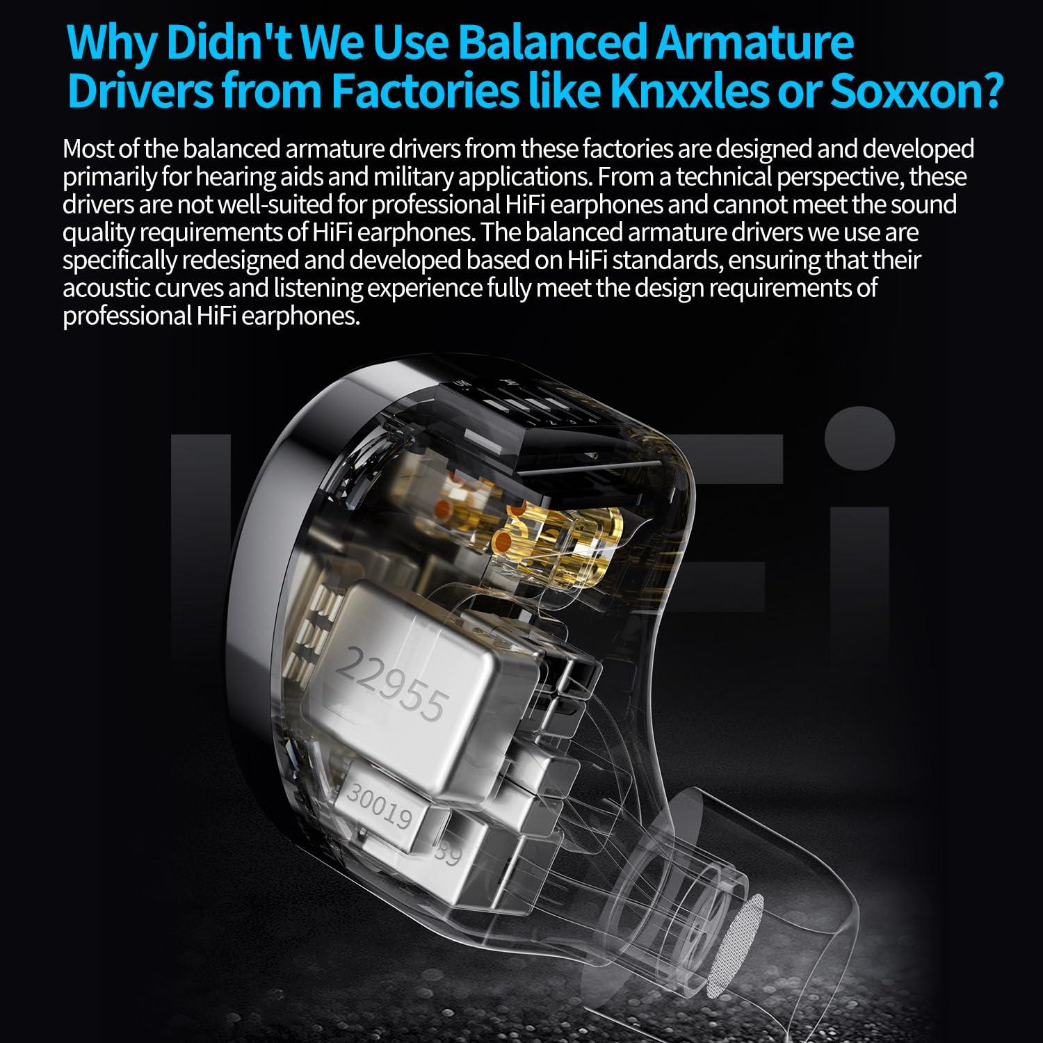 Bawjog KZ AS24 Pro in Ear Monitor Headphones, HiFi Bass Noise Isolation Earphones, 12 Balanced Armature Drivers IEM Wired Earbuds (Without mic, Standard Version)