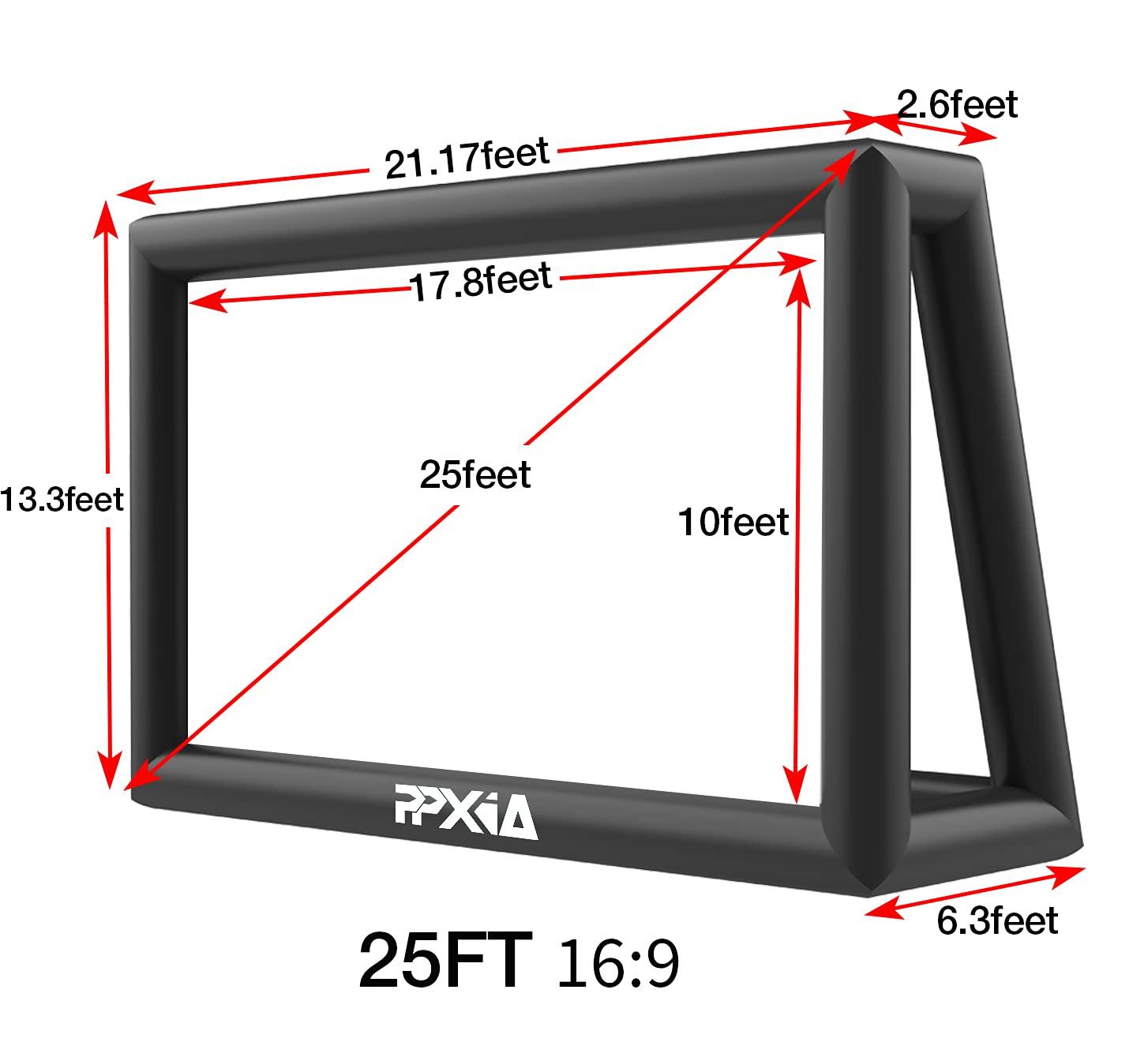 PPXIA PPXIA Inflatable Movie Screen Outdoor Projector Screen for Outside 25ft, Large Blow Up Screens Front and Rear Projection with Air Blower, Best for Movie Nights Backyard Home Theater