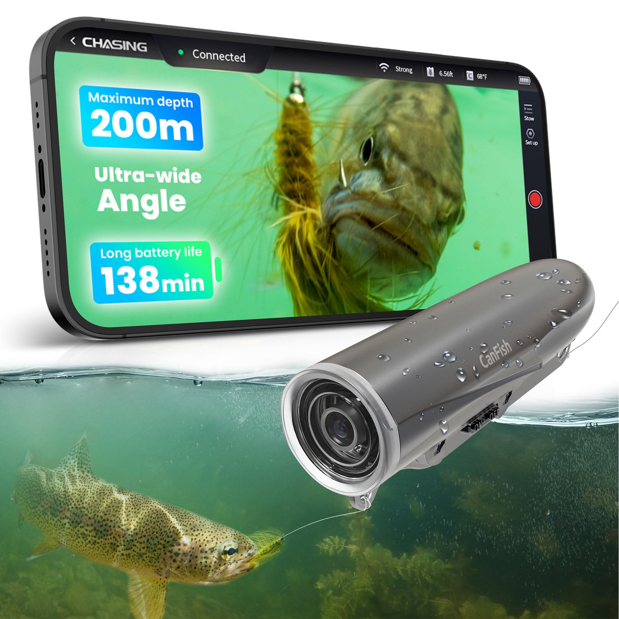 Chasing CanFish Fishing CamX Underwater Fishing Camera, HD 1080P &136Ultra-Wide-Angle,656FT ROV Waterproof/Motion Sensing/Segmented Intelligent Recording/Wireless Charge/App Compatible with iOS and Android