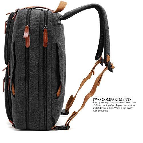 CoolBELL CoolBELL Convertible Backpack Messenger Bag Shoulder bag Laptop Case Handbag Business Briefcase Multi-functional Travel Rucksack Fits 17.3 Inch Laptop For Men/Women (Canvas Black)