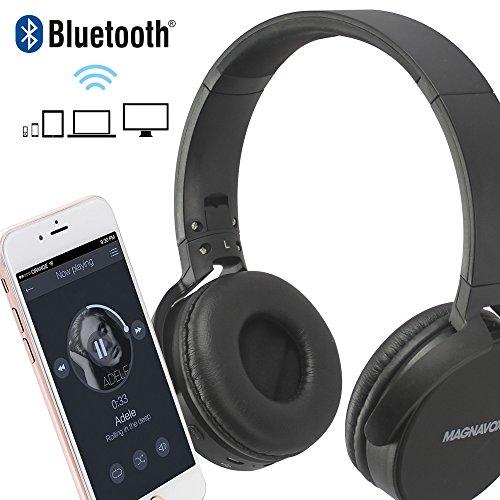 Magnavox Magnavox MBH542-BK Wireless Stereo Headphones with Microphone and Bluetooth Wireless Technology in Black | Available in Black, Blue, Red, Grey and White | Bluetooth Headphones | On-Ear Headphones |