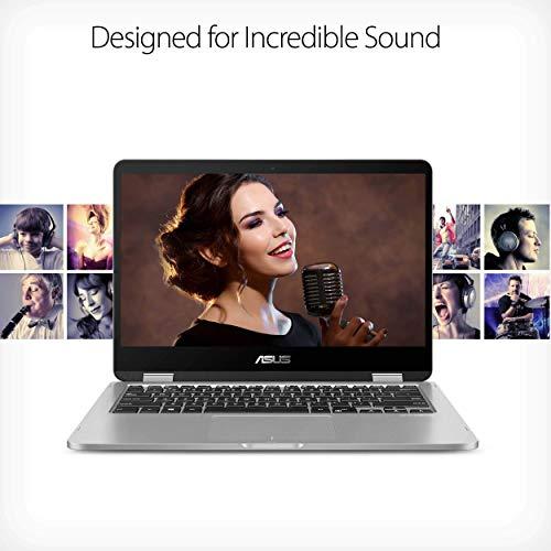ASUS ASUS VivoBook Flip 14 Thin and Light 2-in-1 Laptop, 14” HD Touchscreen, Intel Celeron N4020 Processor, 4GB DDR4, 64GB Storage, Windows 10 Home in S Mode, Light Grey, TPM, Fingerprint, J401MA-DB02