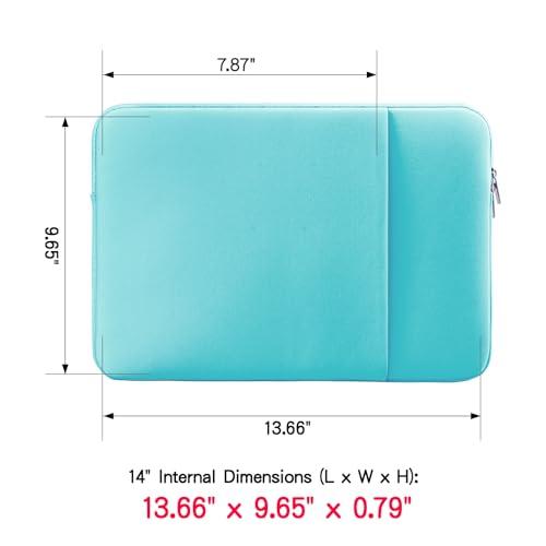 RAINYEAR make life easier RAINYEAR 14 Inch Laptop Sleeve Case Protective Soft Padded Zipper Cover Carrying Computer Bag with Front Pocket & Accessories Pouch, Compatible with 14\" Notebook Chromebook Tablet Ultrabook (Blue)