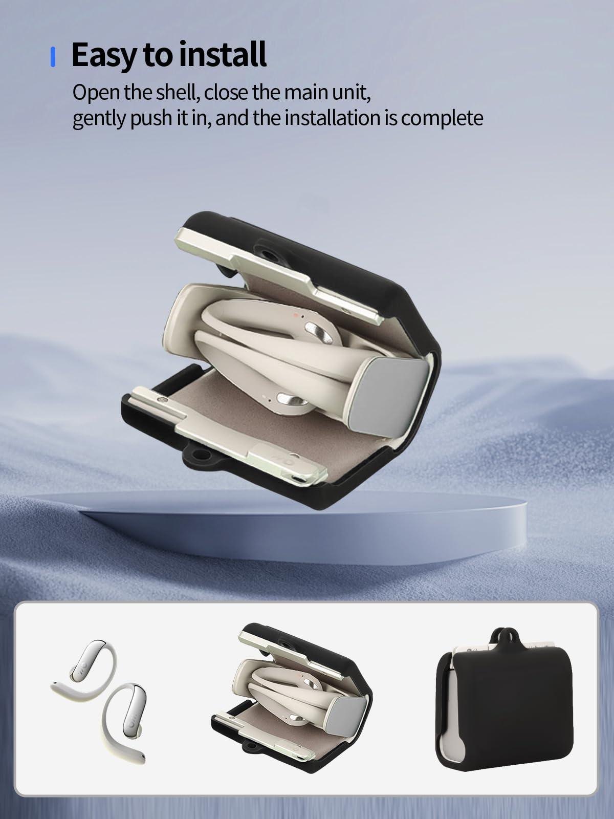 WUNIAK Case for ByteDance Ola Friend AI Agent Earphones 2024,WUNIAK Soft Silicone Protective Portable Scratch Shock Resistant Shell with Cleaner Kit & Carabiner & LanyardBlack