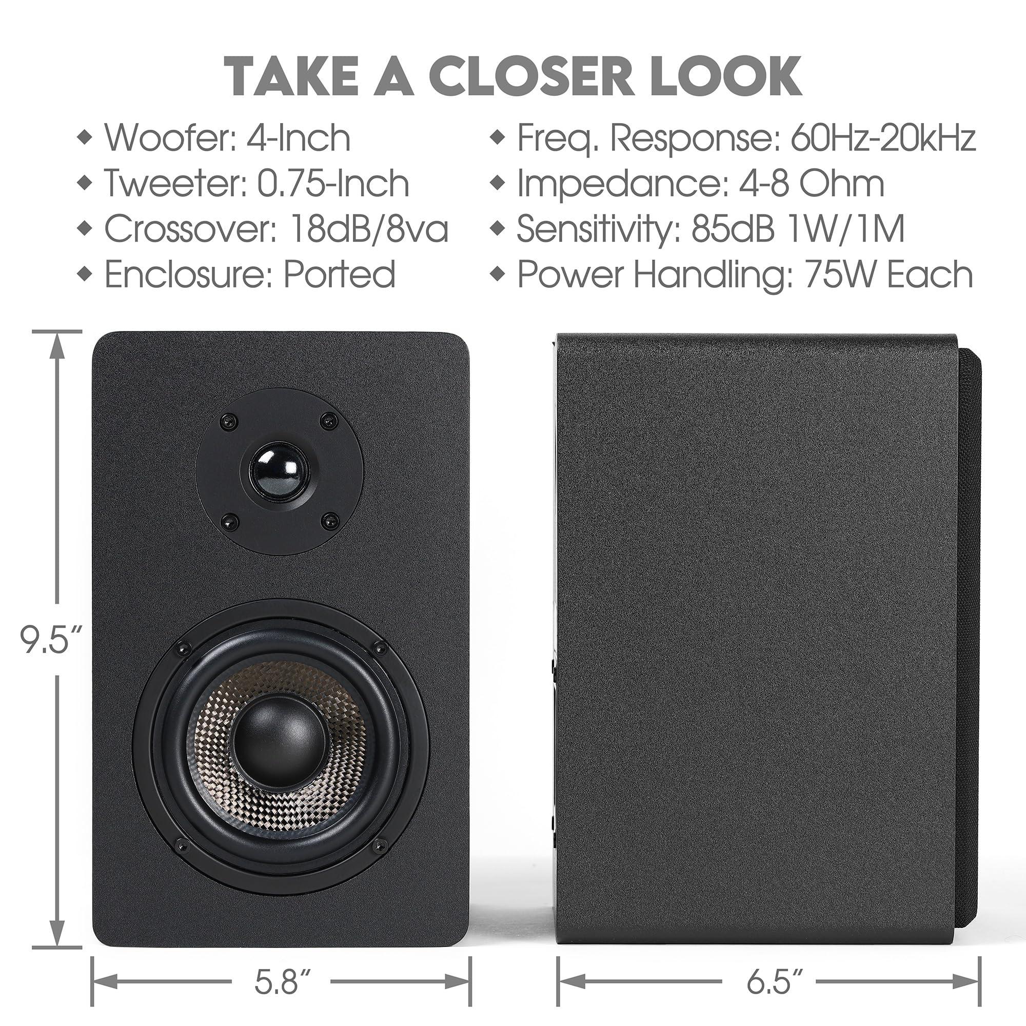 Micca Micca MB42X Advanced Bookshelf Speakers for Home Theater Surround Sound, Stereo, and Passive Near Field Monitor, 2-Way (Black, Pair)