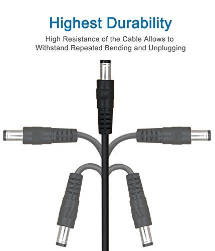 SIOCEN SIOCEN 3 Pack DC Power 1 Female to 2 Male 5.5mm x 2.1mm DC Power Supply Splitter Cable Cord, Y Splitter Adapter Wire,2 Way Y-Cable for Security CCTV Parking Camera, LED Strip Light
