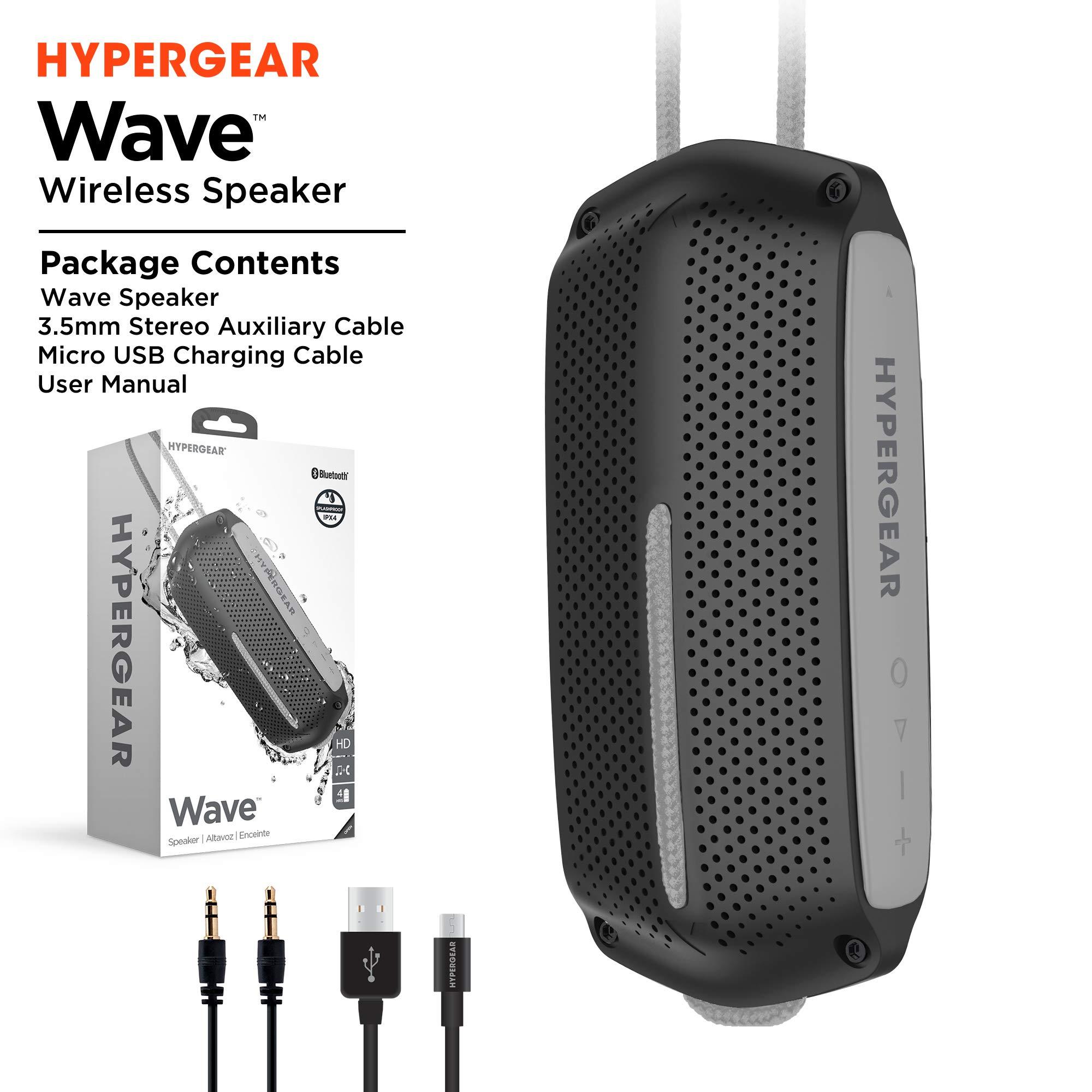 HyperGear HyperGear Portable Bluetooth Speaker - IPX4 Waterproof Wireless Speakers with Bluetooth, HD Stereo Sound, 3 Playback Modes, Built-in Mic & Controls for Bathroom Shower, Beach, & Travel - Black & Grey