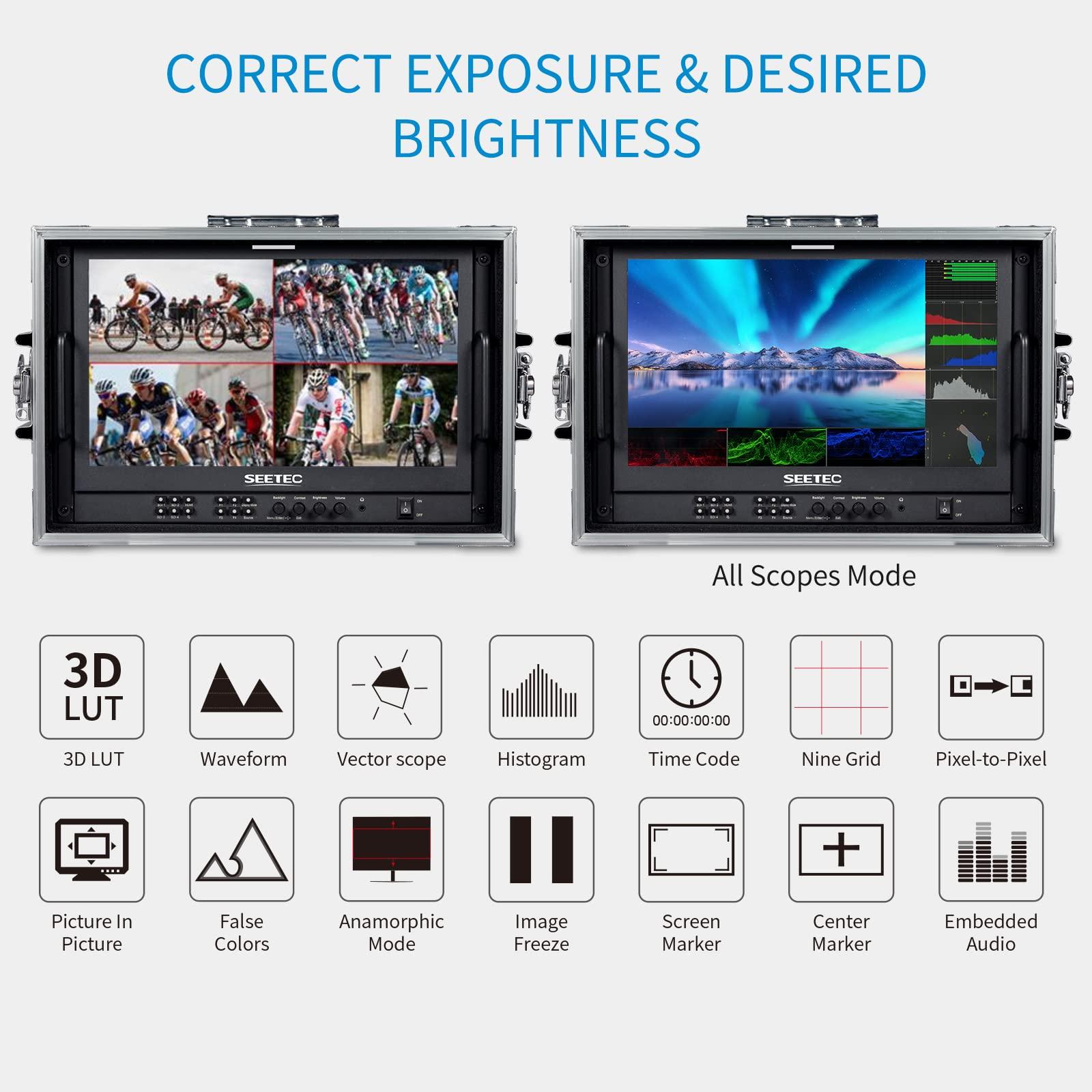 SEETEC SEETEC ATEM173S-CO 17.3 inch Multi Camera Director Broadcast Carry On Production Monitor 4X SDI in Out HDMI Waveform LUT HDR 1920x1080