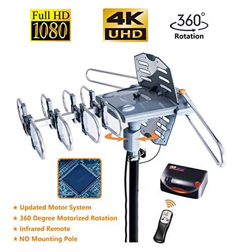 McDuory McDuory Amplified Digital Outdoor HDTV Antenna 150 Miles Long Range - 360 Degree Rotation Infrared Control - Tools Free Installation - Support 2 TVs