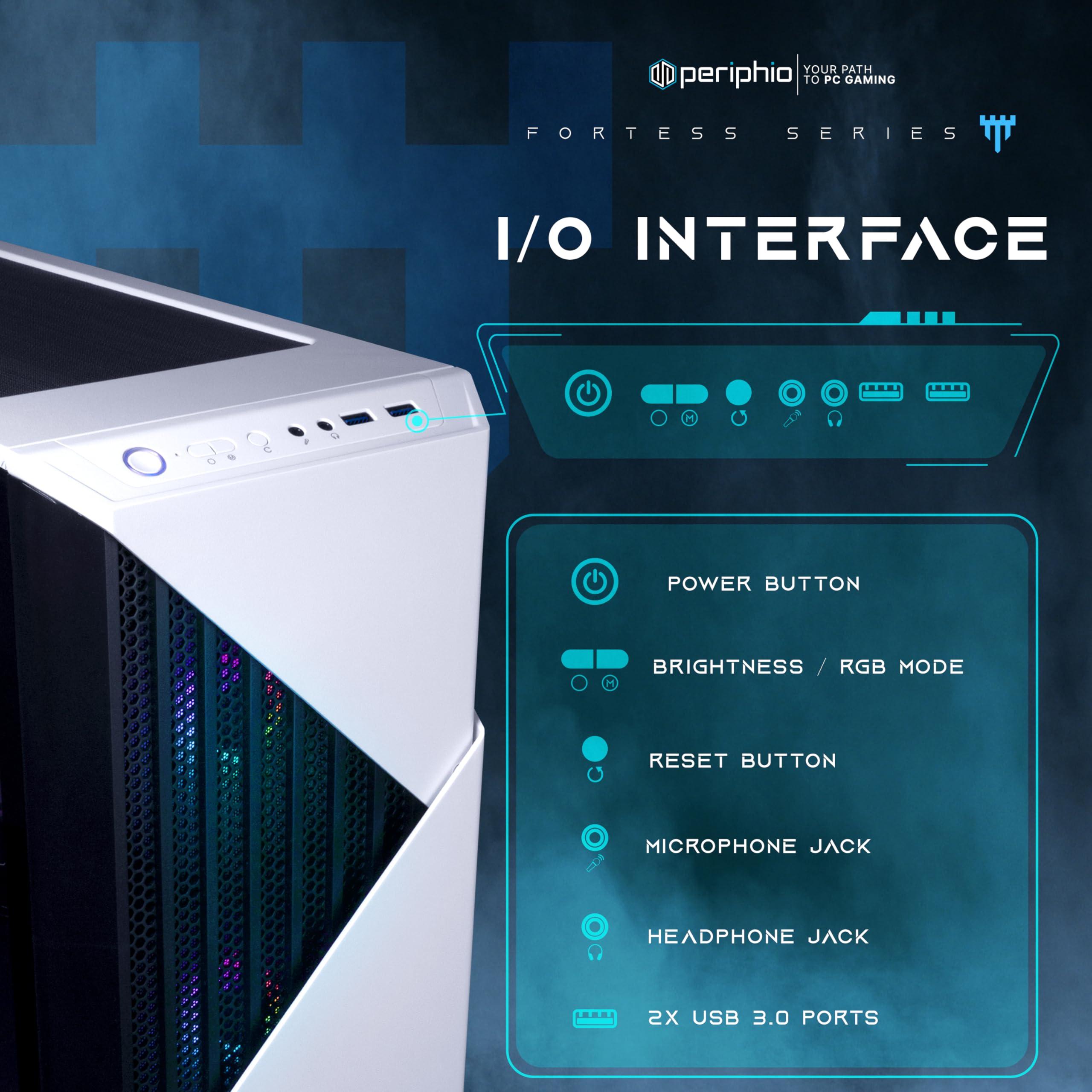 Periphio Periphio Castle Prebuilt Gaming PC - AMD Ryzen 7 5700G CPU (4.6GHz Turbo) | Radeon Vega 8 iGPU (4GB) | 1TB M.2 NVMe SSD Storage | 16GB DDR4 RAM | Windows 10 Gaming Desktop Computer | 5G-WiFi + BT