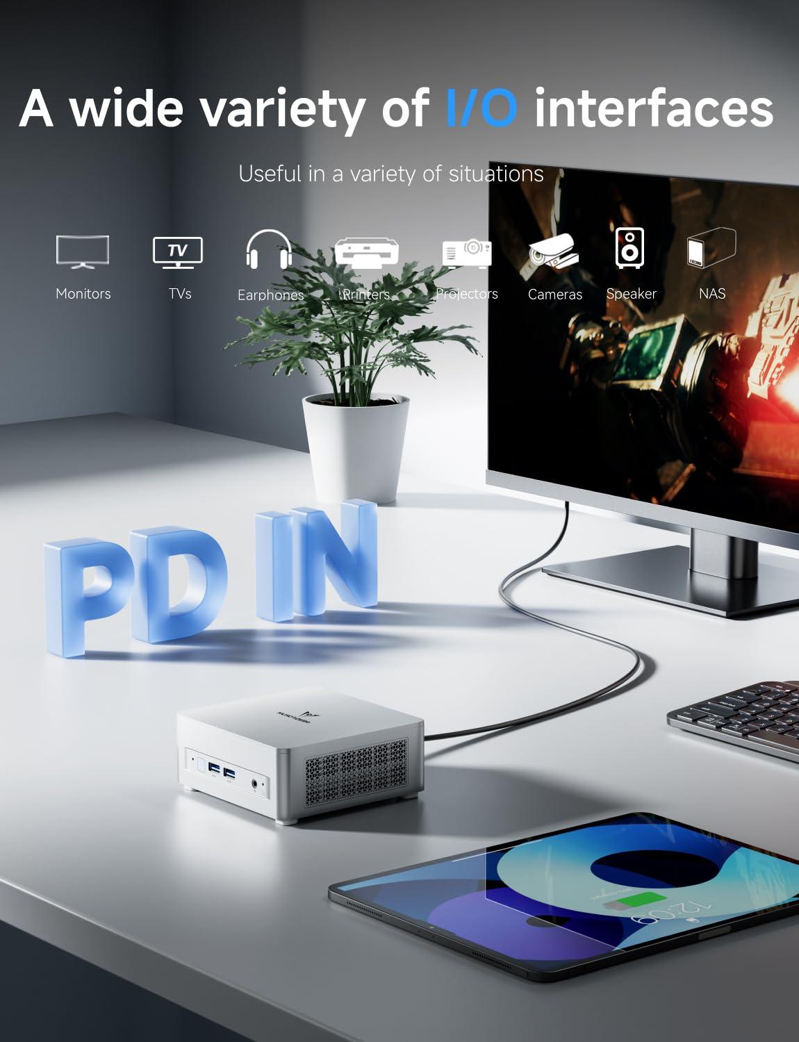 MINISFORUM MINISFORUM DeskMini UM680 Slim Mini PC AMD Ryzen 7 6800H Small PC, 16GB DDR5 RAM+1TB PCIe4.0 SSD, HDMI/DP/USB4 Outputs, 2.5G LAN, WiFi 6E, BT5, 4xUSB Port AMD Radeon 680M Graphics Small Form Factor