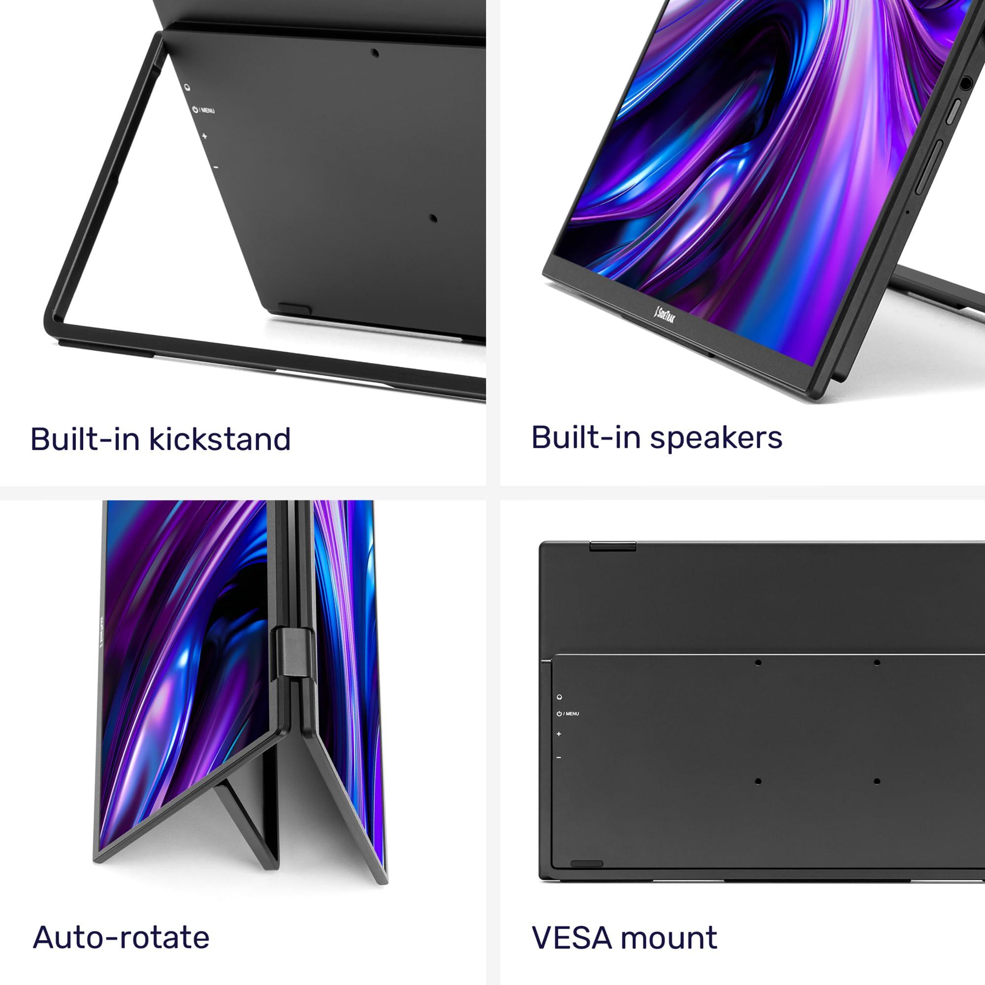 SideTrak SideTrak Solo Book 15.6" Foldable Dual Screen Portable Monitor with Protective Sleeve | Stacked FHD Laptop Screen Extender, 360 Rotation, USB-C & HDMI, Mac, PC, Chromebook Compatible