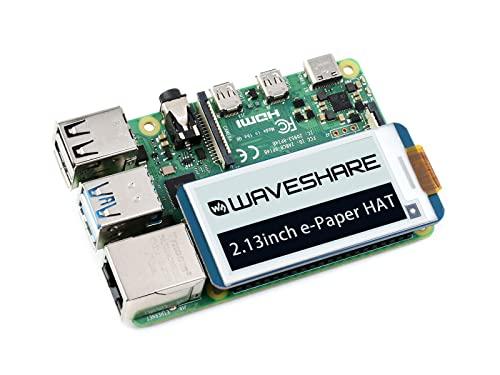 waveshare 2.13inch E-Ink Display HAT V3 Version, 250x122 Resolution 3.3V/5V Black White Two-Color e-paper Screen Module for Raspberry Pi Zero/Zero W/Zero WH/2B/3B/3B+/4B, Supports Partial Refresh, SPI Interface