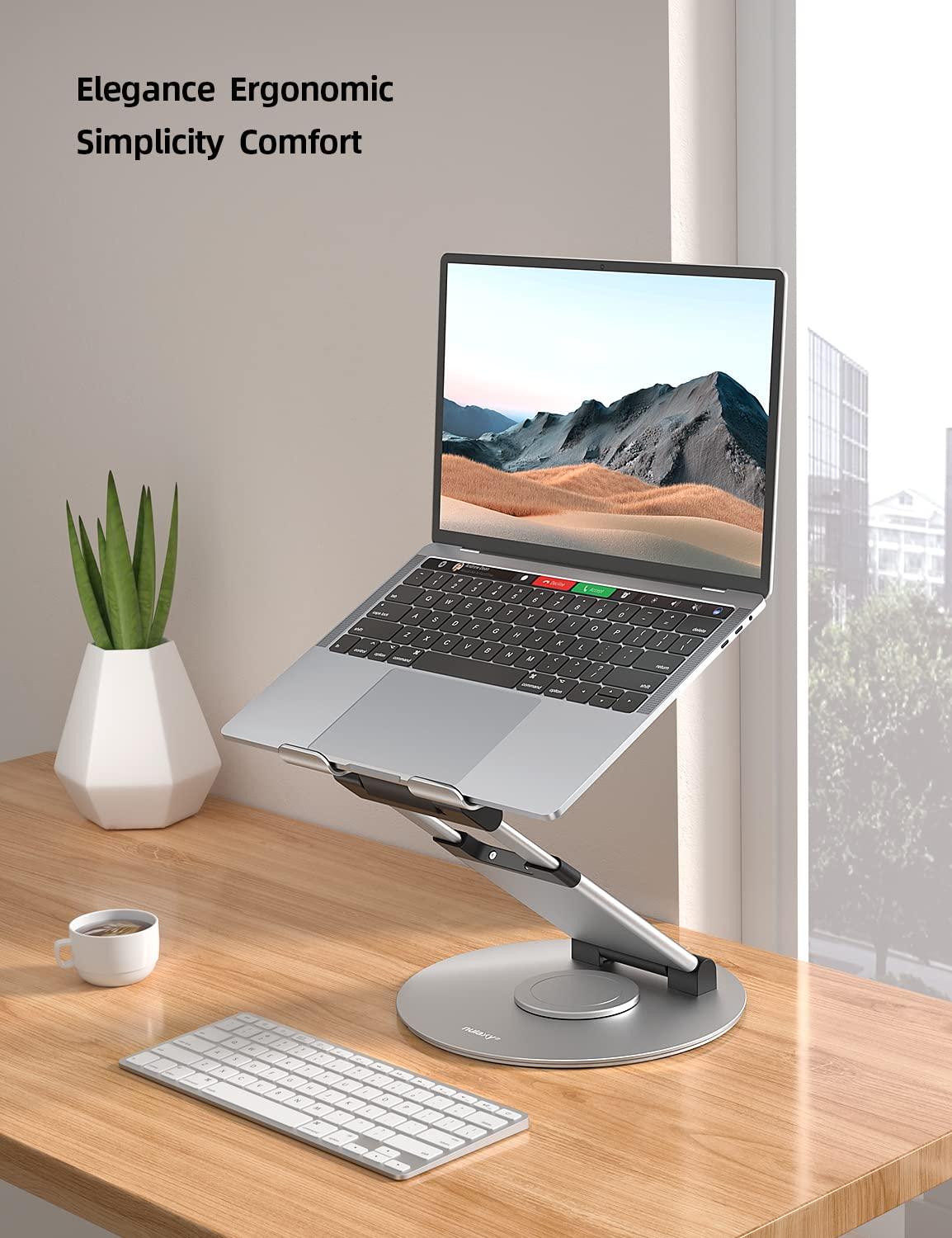 Nulaxy Nulaxy Telescopic 360 Rotating Laptop Stand for Desk Adjustable Height Swivel Pull Out Design Ergonomic Laptop Riser Fits All 10-17" Laptops Computer MacBook, Silver