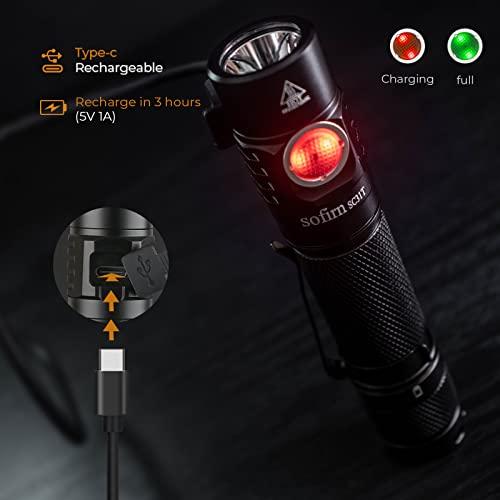 sofirn sofirn SC31T Rechargeable Flashlight 2000 Lumens, Tactical Flashlight with Powerful SST40 6500K LED, for EDC Camping Hiking Fishing Dog Walking (SC31T-Kit)