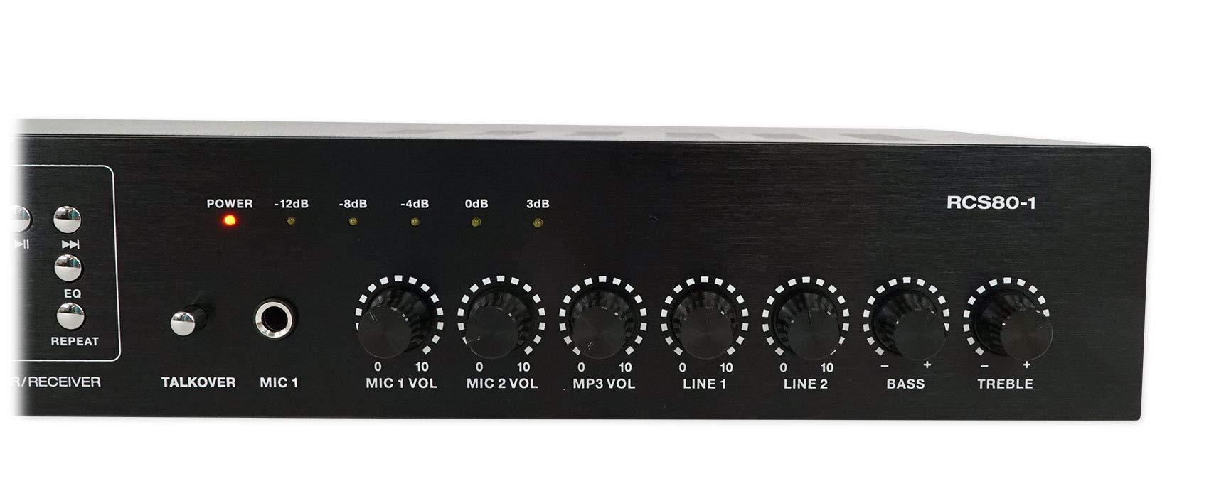 Rockville Rockville RCS80-1 60 Watt 70V Commercial Amplifier, Bluetooth, 2 Mic Inputs Perfect for Restaurants, Bars, Cafs, Schools, Conference Rooms, Lounges