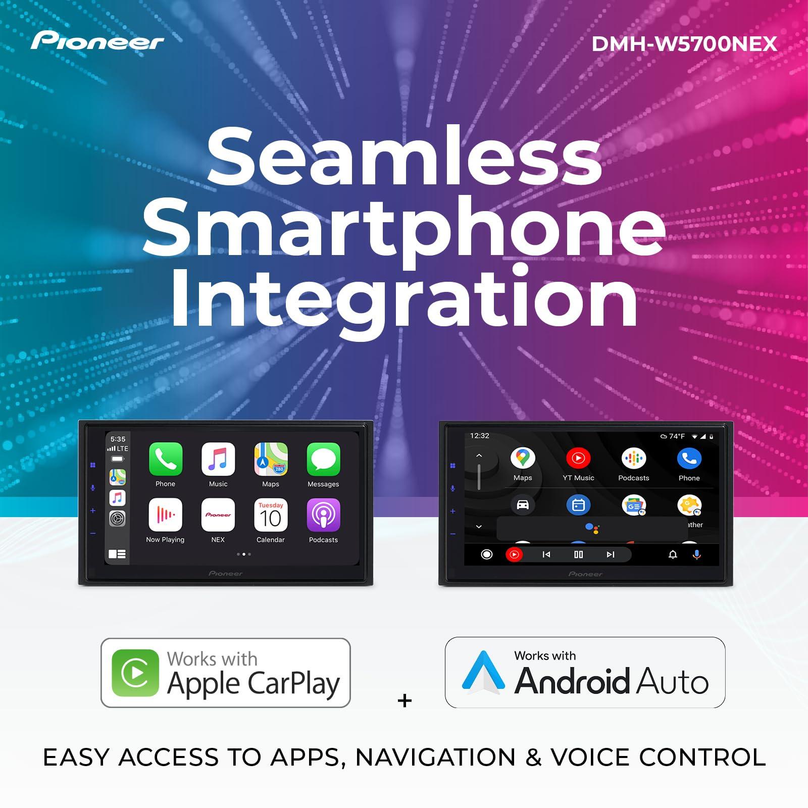 PIONEER Pioneer DMH-WC5700NEX 6.8 Multimedia Digital Media Receiver with Wireless Apple CarPlay and Android Auto, Built-In Bluetooth, WiFi and Amazon Alexa, Modular Design, Capacitive Touchscreen