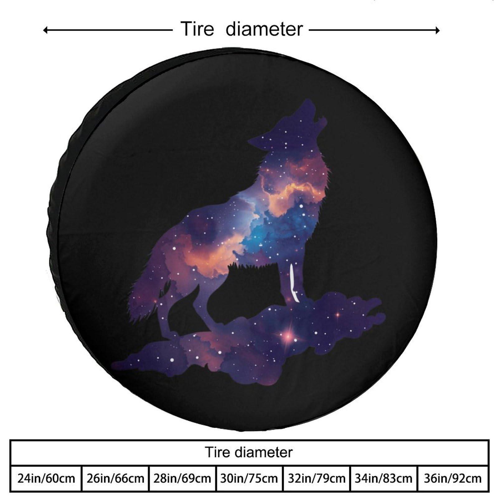DirectNine Basics Wolf Galaxy Spare Tire Cover Waterproof Wheel Cover Durable Protectors Fits for Most Vehicle 34inch