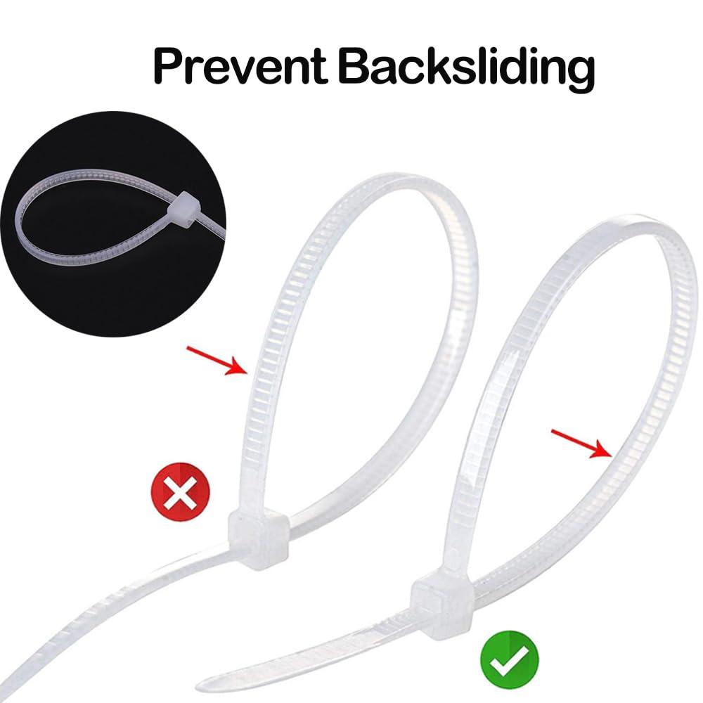 PLWCAMI White Zip Ties 8 Inch (1000 pack) Heavy Duty Self Locking clear Zipties Tensile Strength 40 Pound Clear Industrial 8\" Cable Ties Wraps for Home Office Garden Fence Garage indoor outdoor