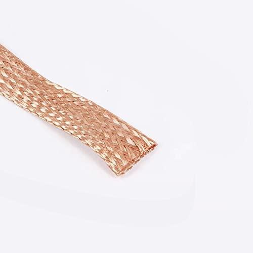 BAIWANLIN BAIWANLIN Bare Copper Braided Ground Wire Flat Stranded Soft Conductive Band Strip Strap Lead Cable Lightning Ground Rod Length: 5m,8#:15x1.5mm