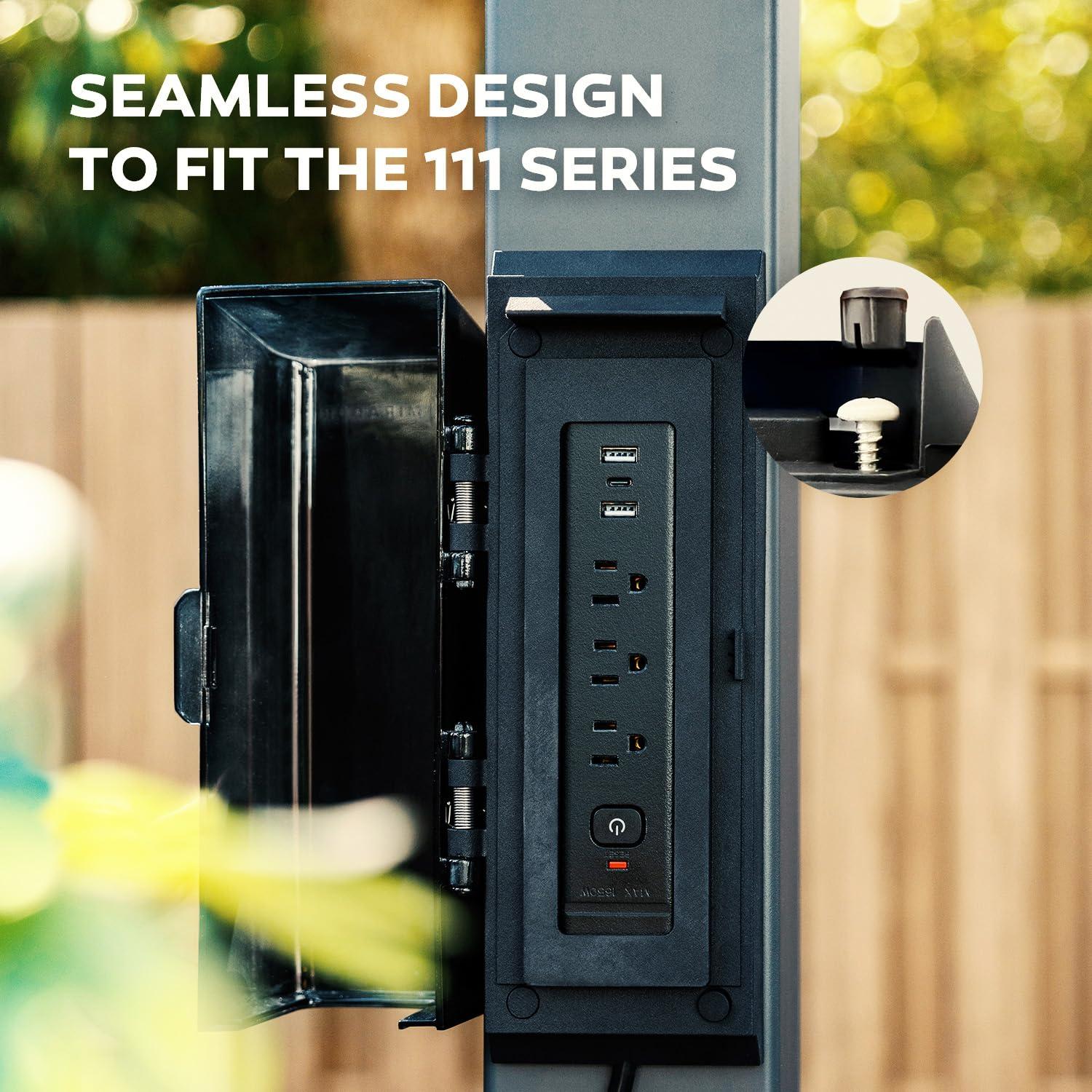 MIRADOR MIRADOR Power Strip Surge Protector with 3 AC Outlets and 3 USB Ports, Wall Mountable Power Socket with Protective Cover, 5Ft Long Extension Cord Plug (1875W/15A)for 111 Series Pergola, Garden, Black