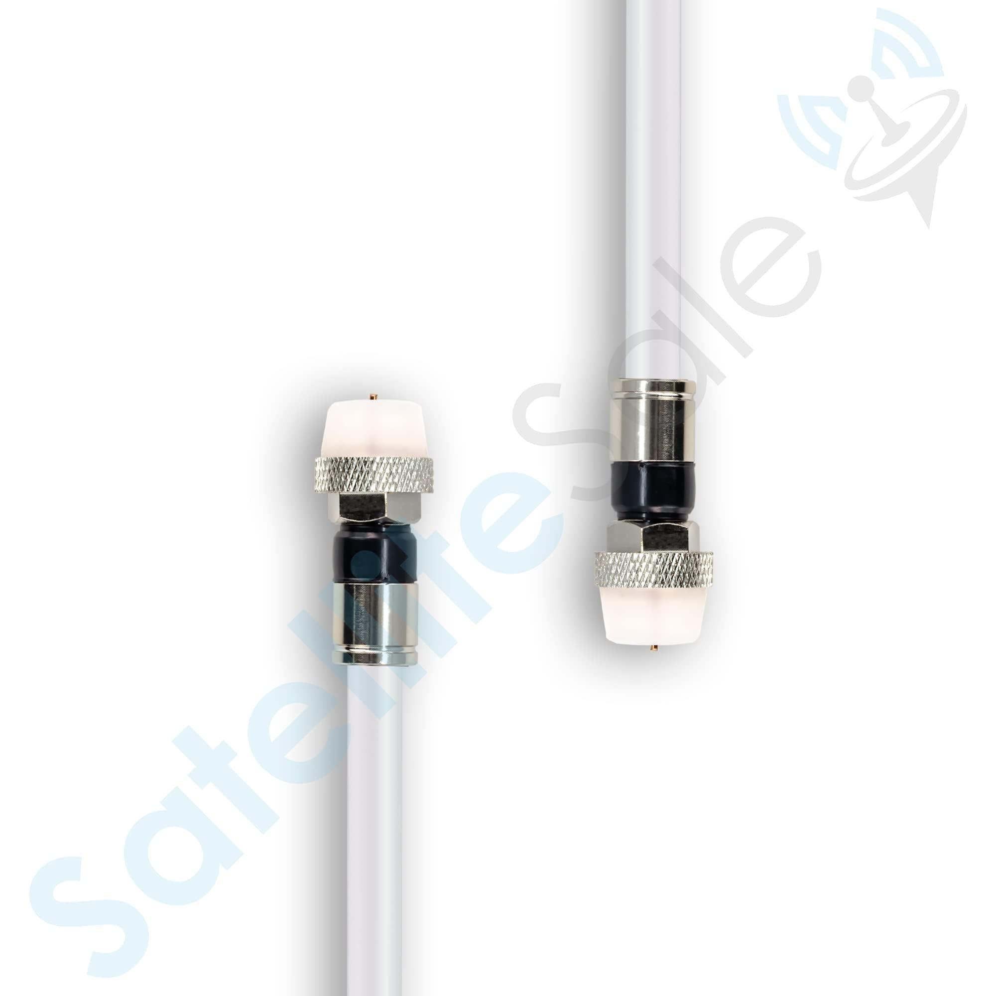 SatelliteSale SatelliteSale Digital RG-6/U 75 Ohm Coaxial Cable with F-Type Waterproof Connectors Indoor/Outdoor Universal Wire White Cord 25 feet