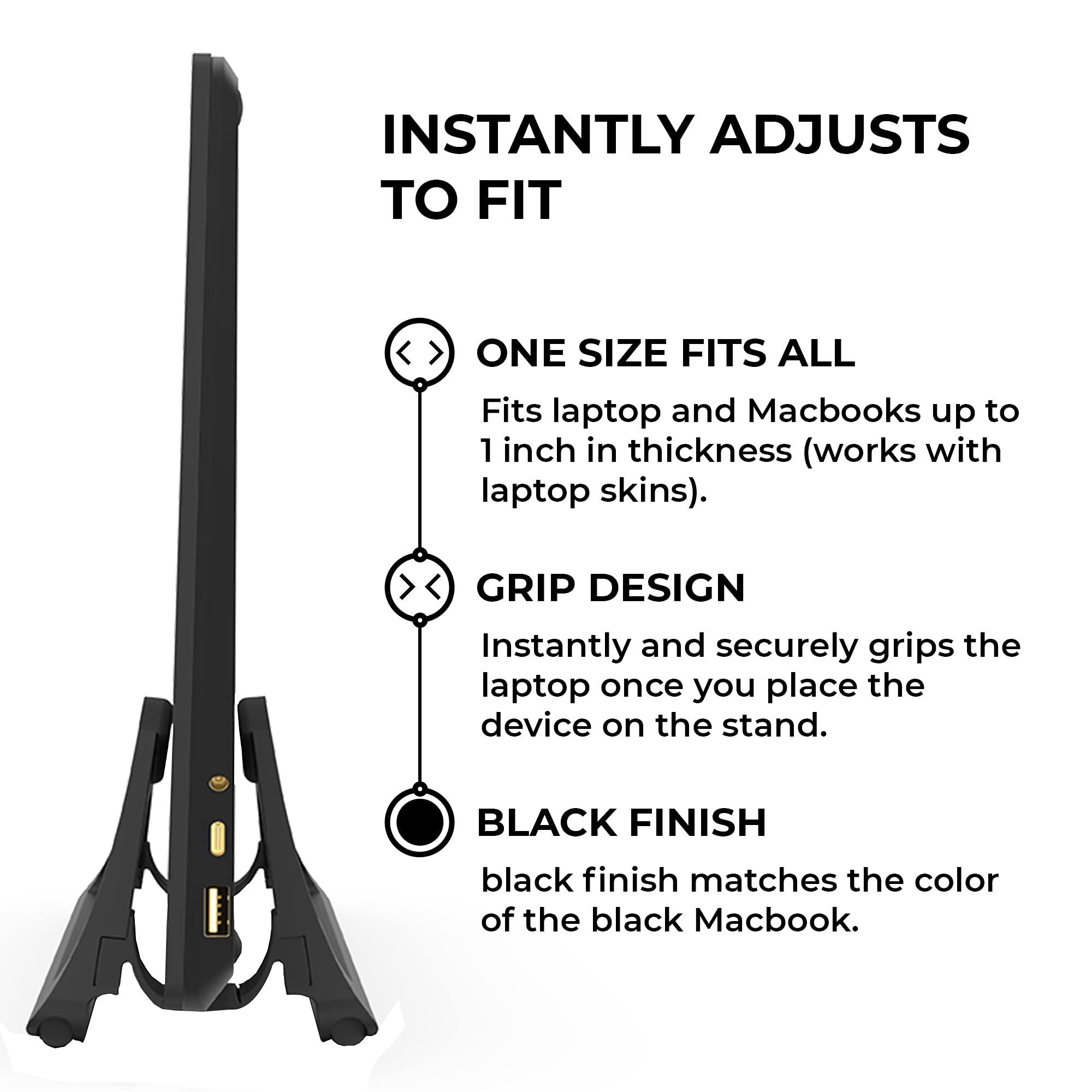 HumanCentric HumanCentric Vertical Laptop Stand for Desks (Matte Black) | Adjustable Holder to Dock Apple MacBook, MacBook Pro, and Other Laptops to Organize Work & Home Office