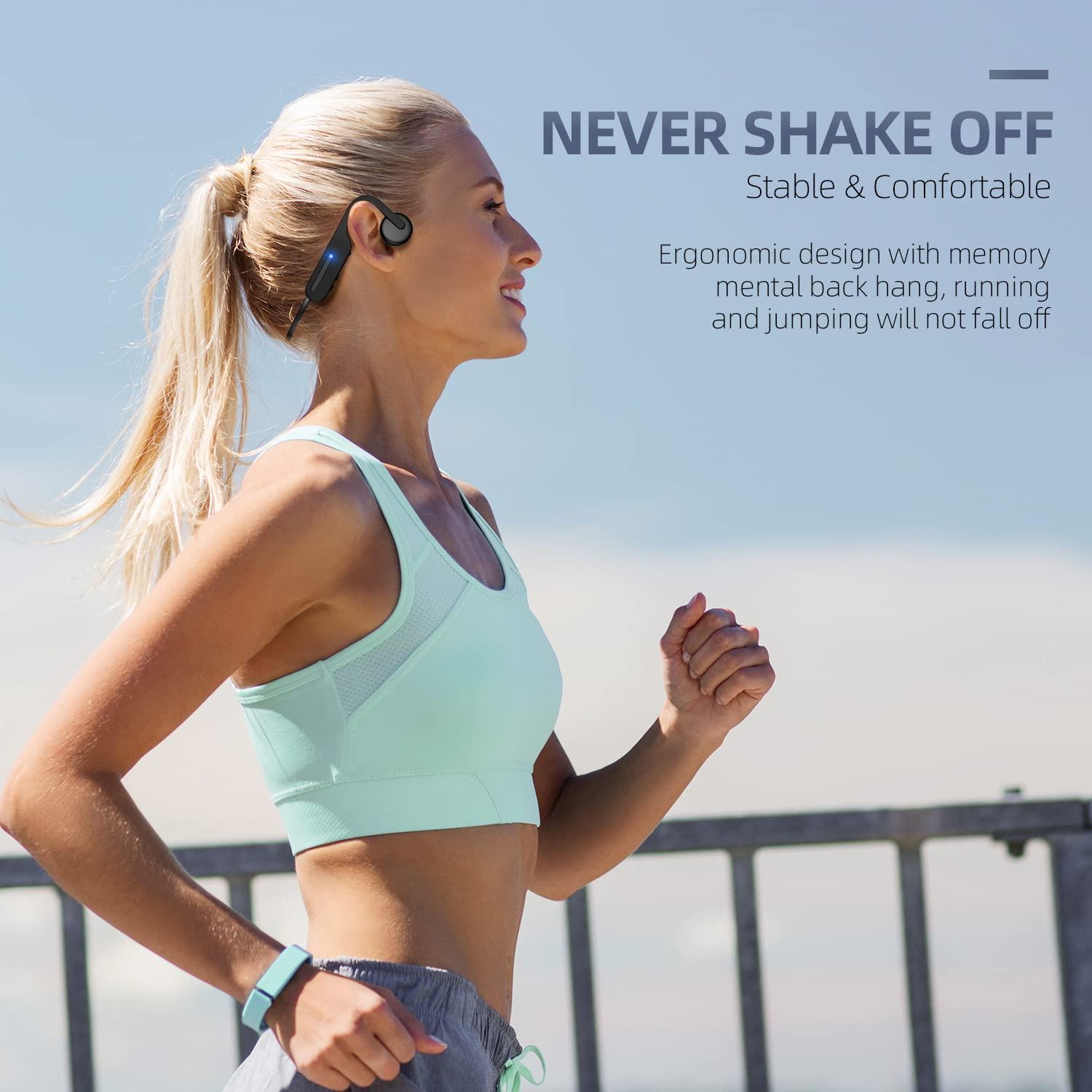 PURERINA PURERINA Bone Conduction Headphones Open Ear Headphones Bluetooth 5.0 Sports Wireless Earphones with Built-in Mic, Sweat Resistant Headset for Running, Cycling, Hiking, Driving, Black