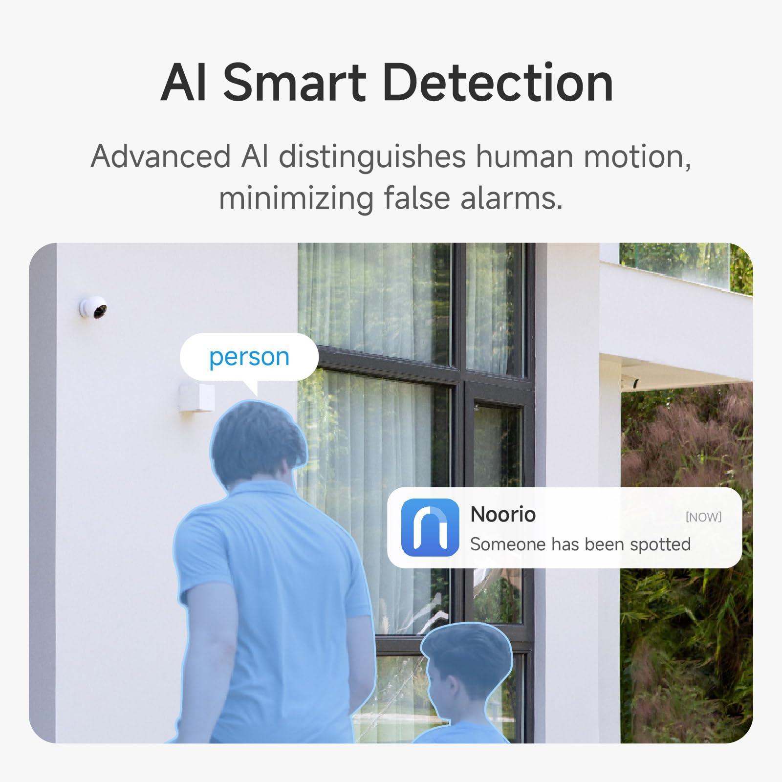 Noorio Noorio Home Security Camera System with Smart Hub and Solar Panel, B200 x 2, A201 x 1, Hub x 1