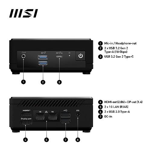 MSI MSI Cubi N ADL Mini PC: Intel Pentium N200, Wi-Fi, Thunderbolt Type-C, Black, Non-OS/Barebone: ADL-019BUS