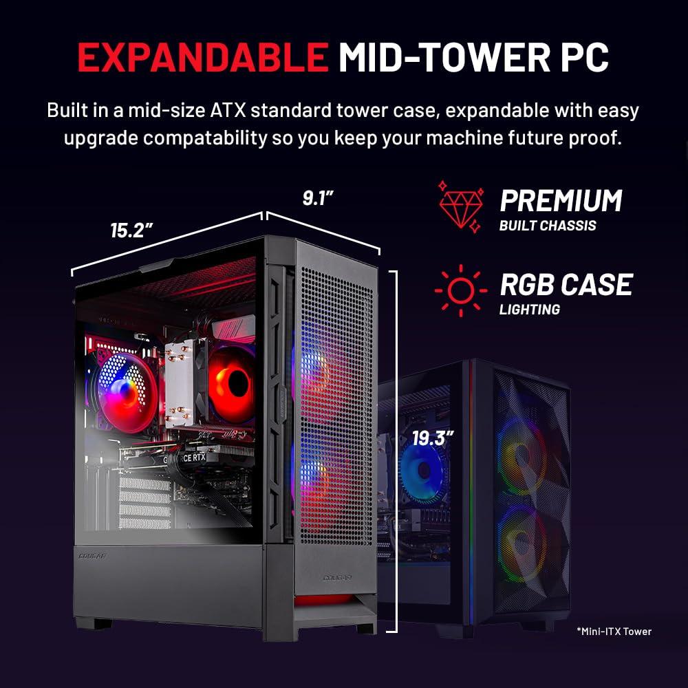 Skytech Gaming Skytech Blaze4 Mini Gaming PC Desktop, Ryzen 7 5700 3.7 GHz (4.6GHz Turbo Boost), NVIDIA RTX 4060 8GB GDDR6X, 1TB SSD, 16GB DDR4 RAM 3200, 650W Gold PSU, Wi-Fi, Win 11 Home