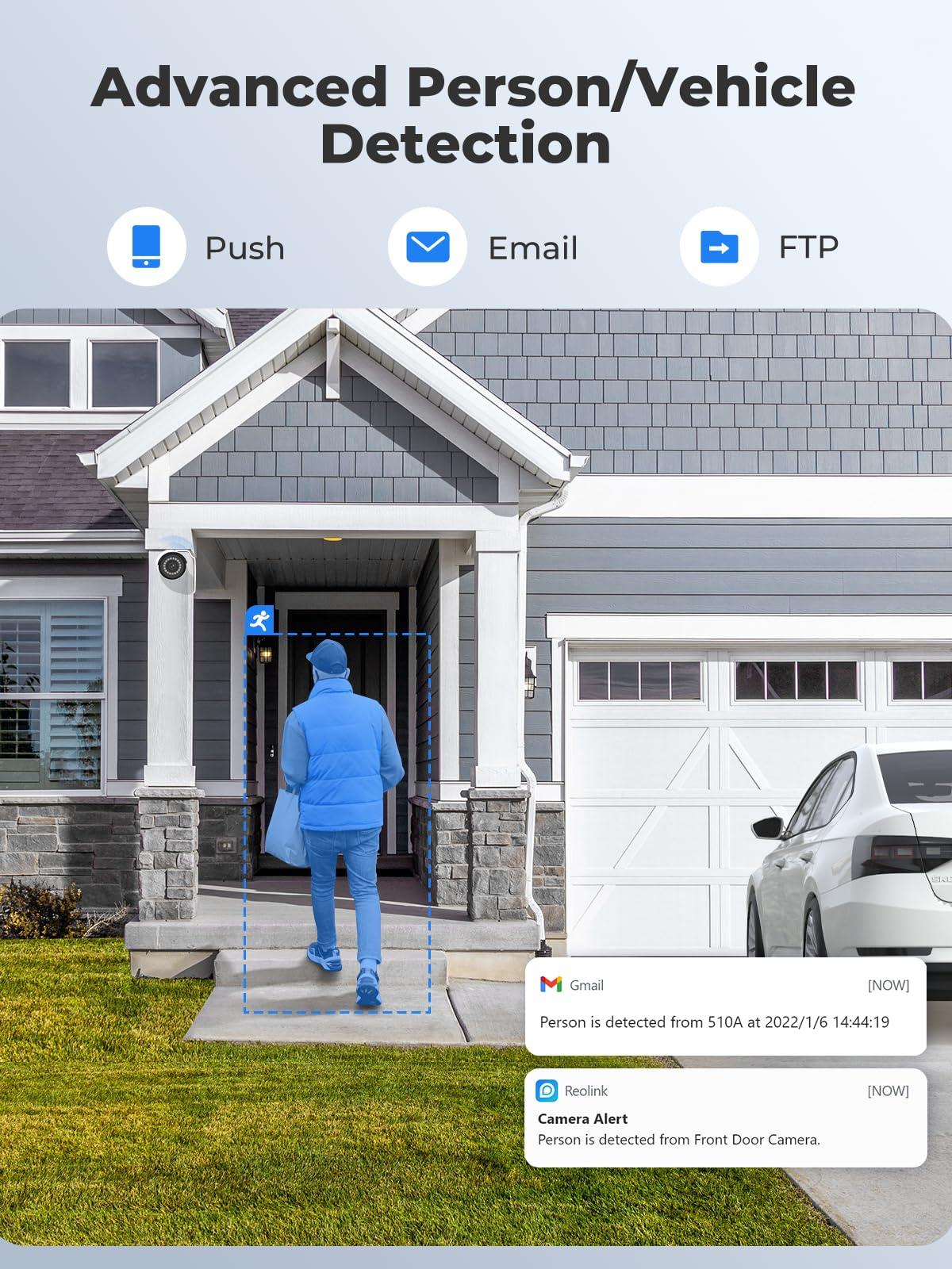 REOLINK REOLINK 5MP Security IP Camera, Smart Person/Vehicle/Animal Detection, 100Ft IR Night Vision, 1xRLC-510A Gigabit PoE Injector Bundle, Distance up to 100M