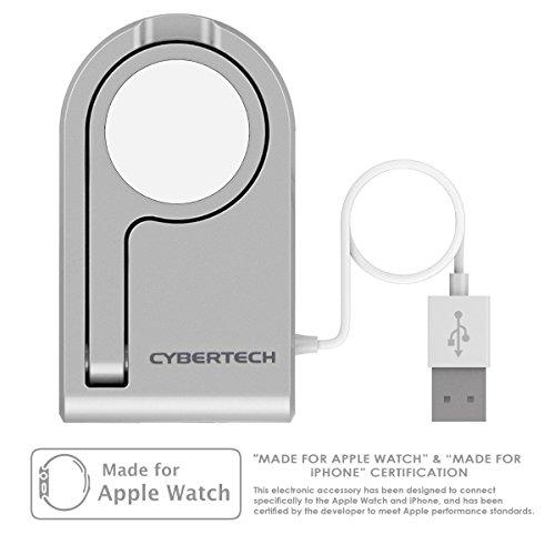 CyberTech [MFI Certified] Replacement Protable Magnetic Charging Dock for Apple iWatch, Foldable Enable Nightstand Mode with 3ft Long USB Cable Compatible for All iWatch Series 1, 2, 3 (38, 42mm) (White)