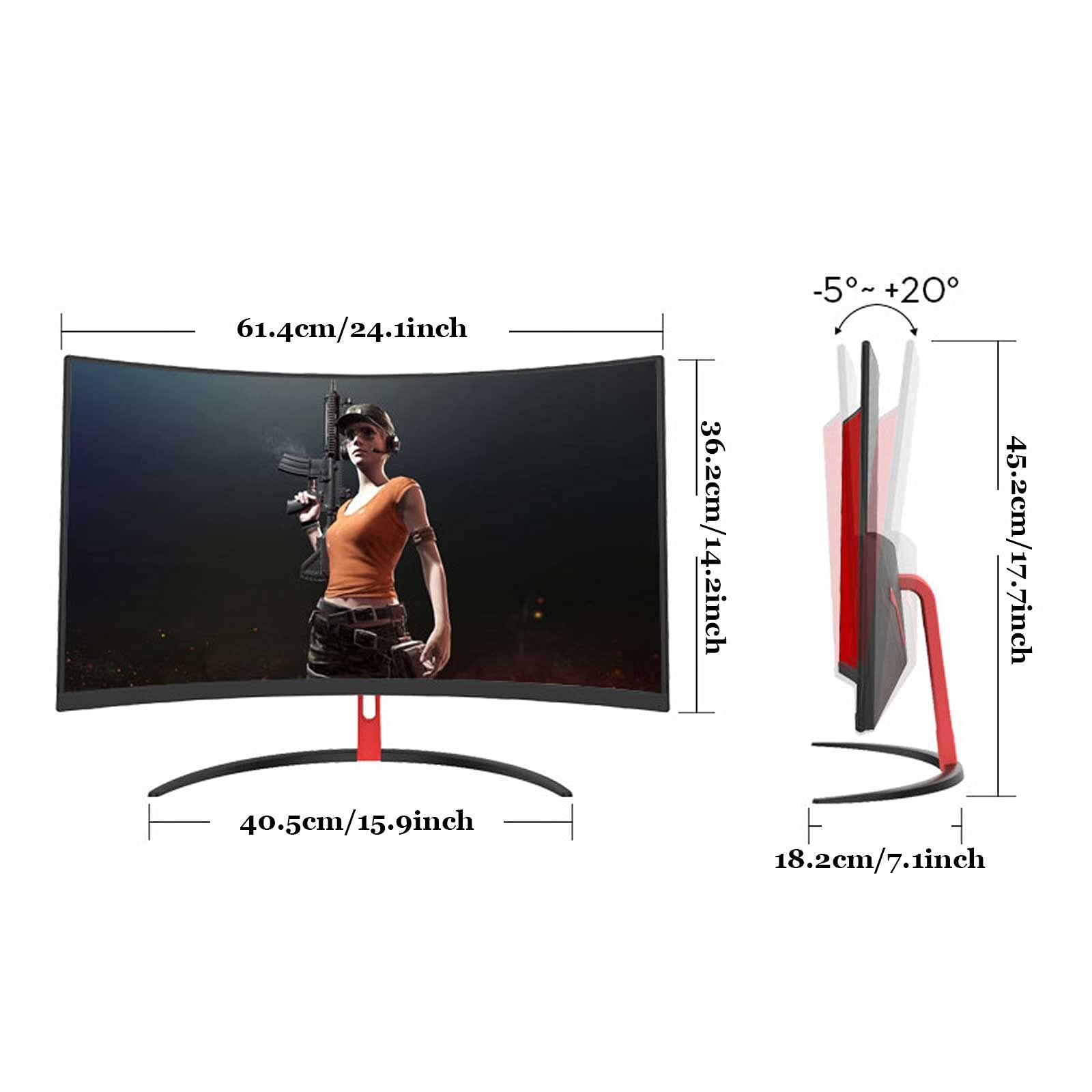 Rsmmpqa 27-inch Curved Surface Wireless Monitor Full Hd IPS Computer Monitor Eye Protection Screen 144hz Ultra-Thin Narrow Border LCD Desktop Monitor