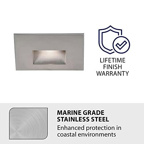 WAC Lighting WAC Landscape Lighting, LEDme 120V LED Horizontal Indoor and Outdoor Step and Wall Light 3000K Built-in LED in Stainless Steel