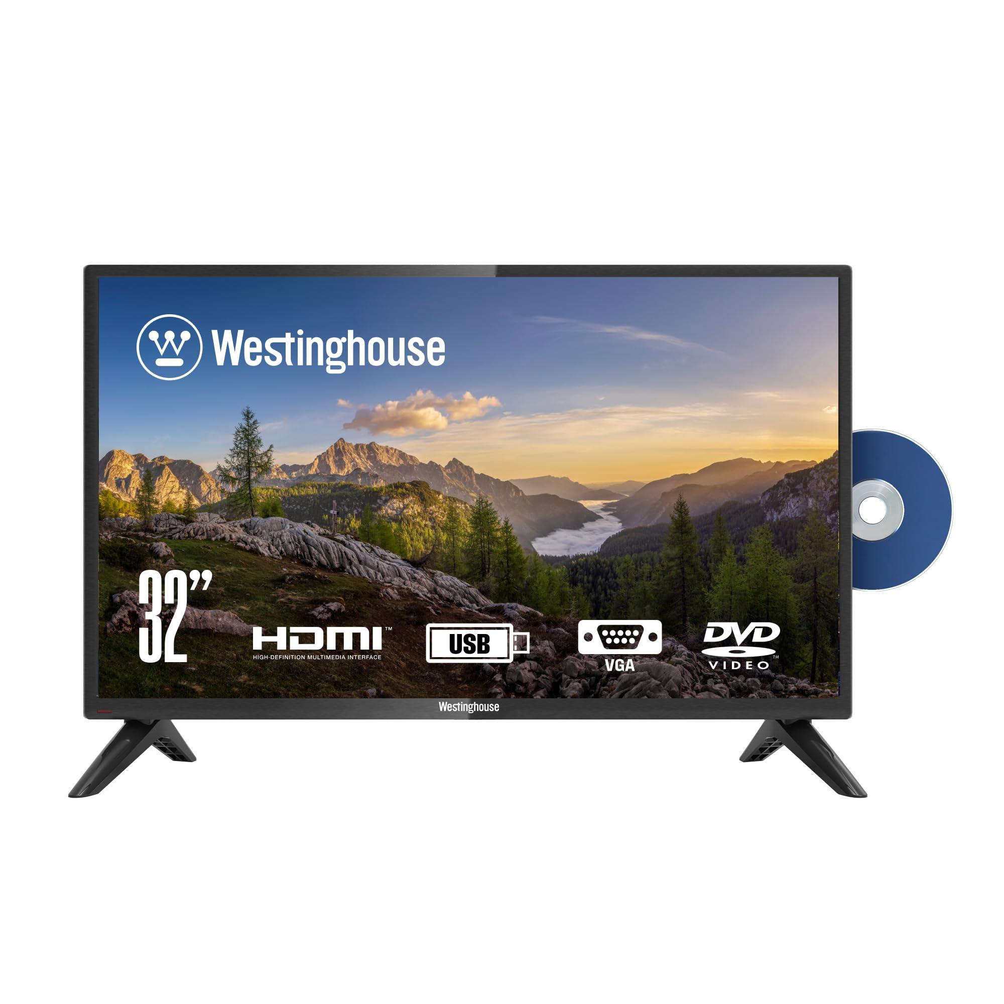 Westinghouse Westinghouse 32 Inch TV with DVD Player Built in, 720p HD LED Small Flat Screen Non-Smart Television DVD Combo with HDMI, USB, & Parental Controls, Monitor for Home, Kitchen, or RV Camper