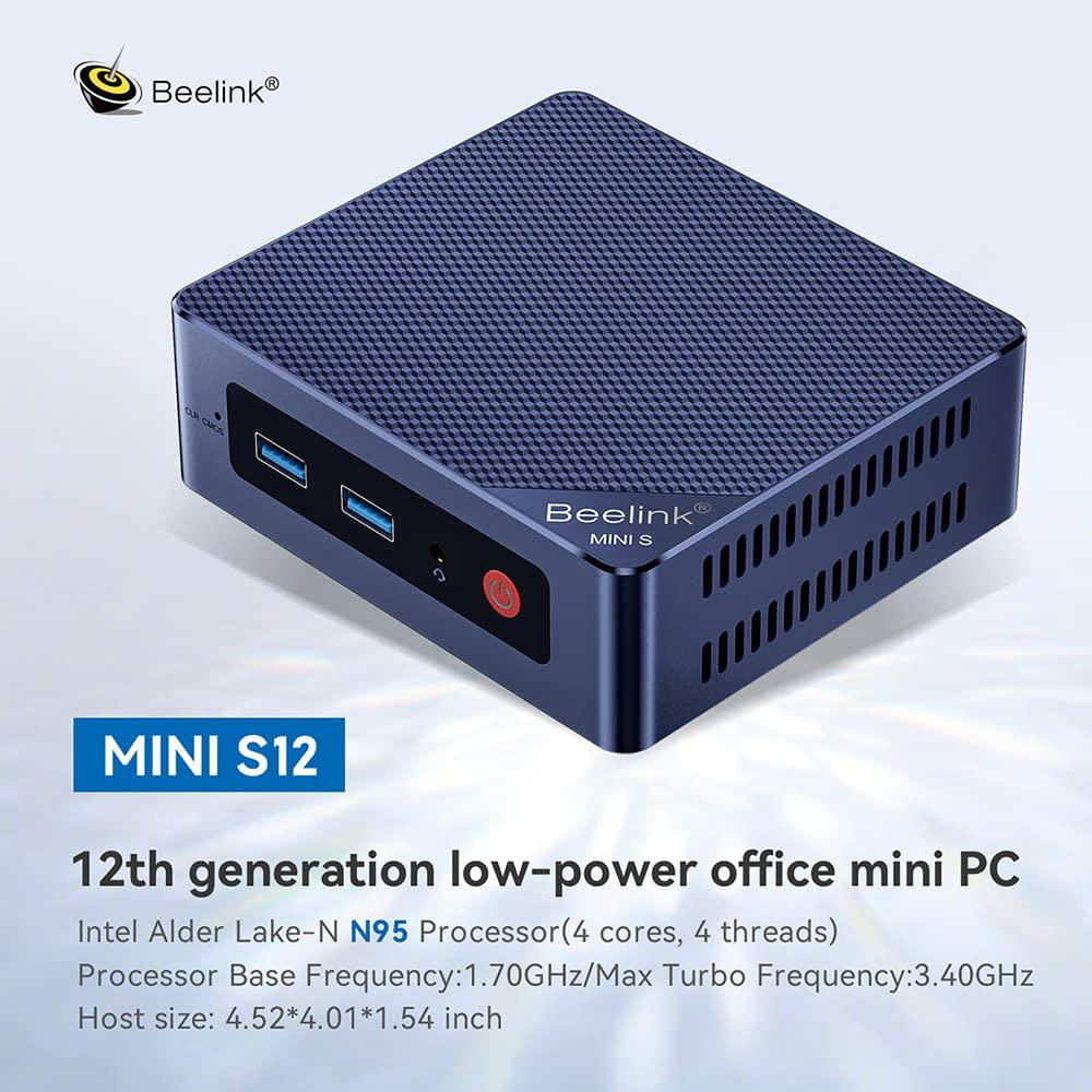 Beelink Beelink Mini PC, Mini S12 Pro Intel 12th Gen 4-Core N100(up to 3.4GHz), Mini Computer 16GB DDR4 RAM 500GB SSD, Desktop PC Dual HDMI 4K UHD/Gigabit Ethernet/WiFi6/BT5.2/W-11