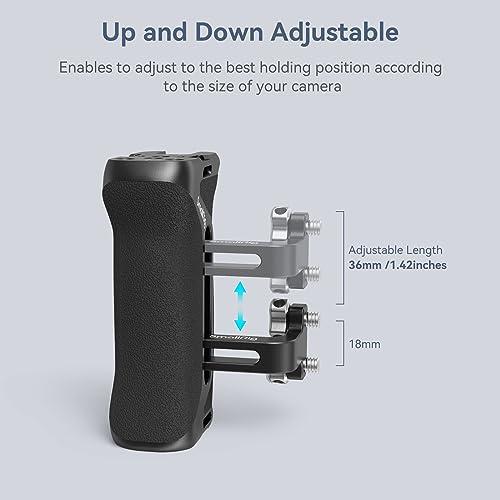 SMALLRIG SmallRig Aluminum Side Handle for Camera Cages, Universal Ergonomic Side Handgrip with Bulit-in 1/4\"-20 Locating Hole, Strap Hole, Cold Shoe, 36mm Up/Down Adjustable - 4015