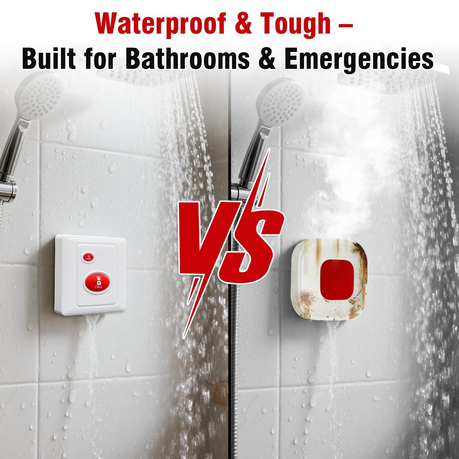 Daytech Daytech Strobe Siren Panic Alarm Button Siren Alarm with Light for Home Caring Loud Outdoor SOS Alert System 2 Red Flashing Siren and 4 Emergency Button for Store Hotel Jewelry Shop Security