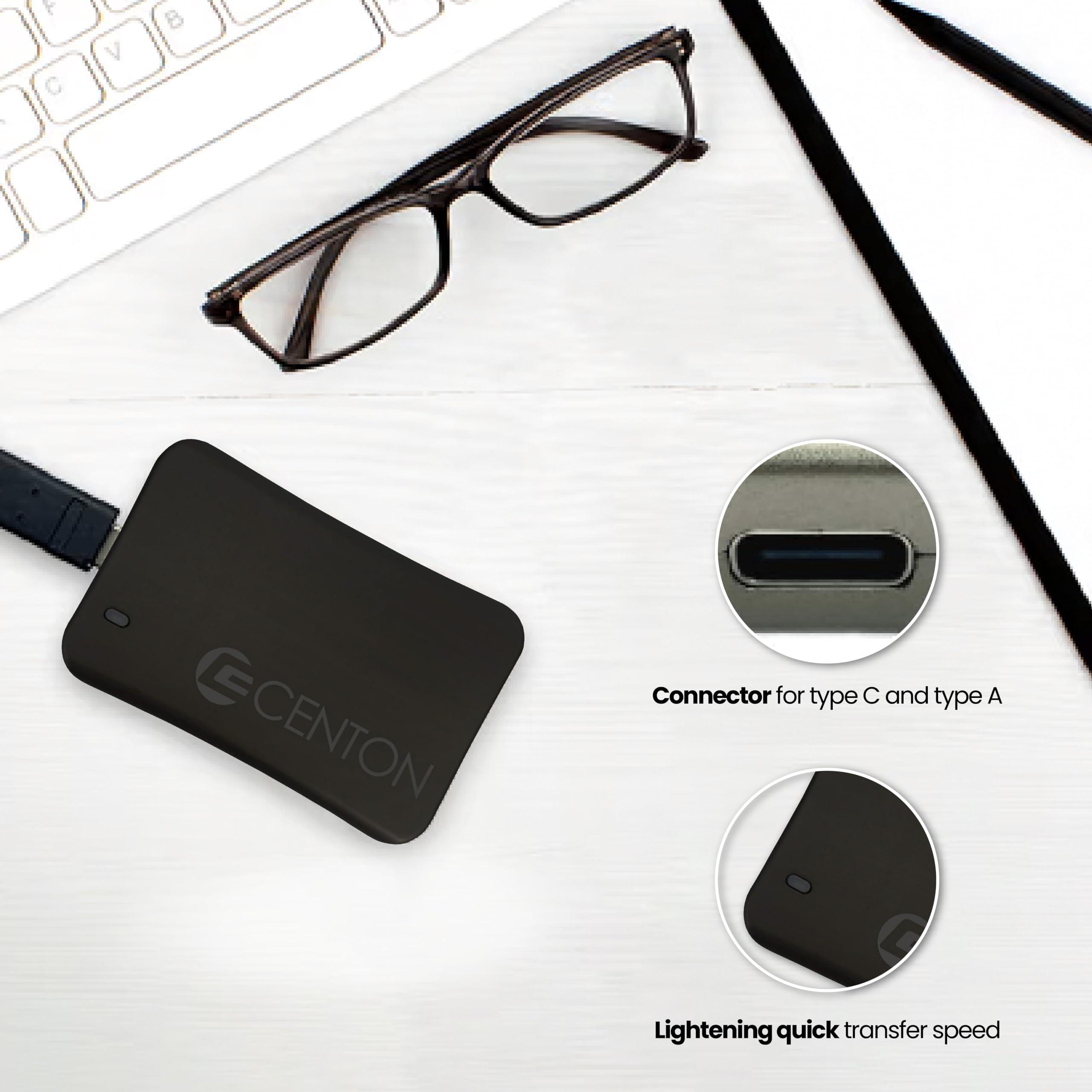Centon Centon External SSD (Black), USB-C 3.2 Gen 2, 500GB