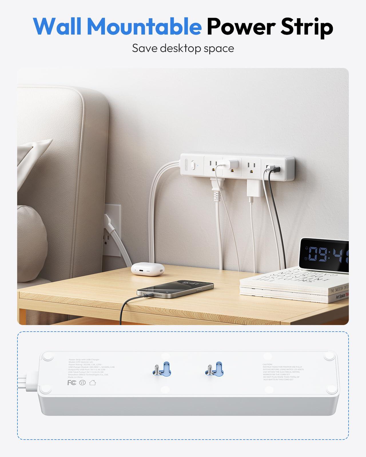 NTONPOWER NTONPOWER 15 ft Extension Cord, 1625W/13A Flat Extension Cord, 1080J Surge Protector & NTONPOWER Flat Extension Cord 10 ft